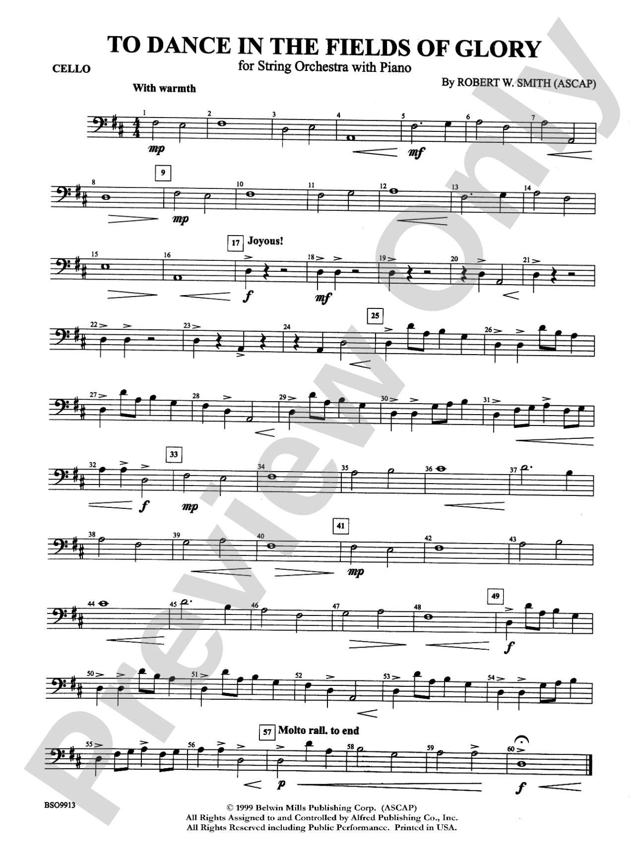 To Dance in the Fields of Glory: Cello