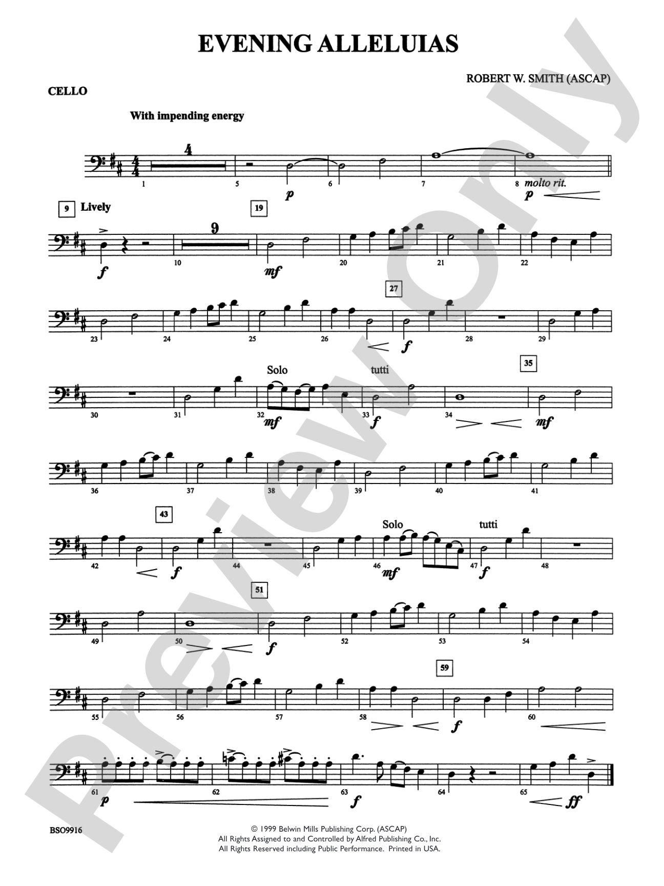 Evening Alleluias: Cello