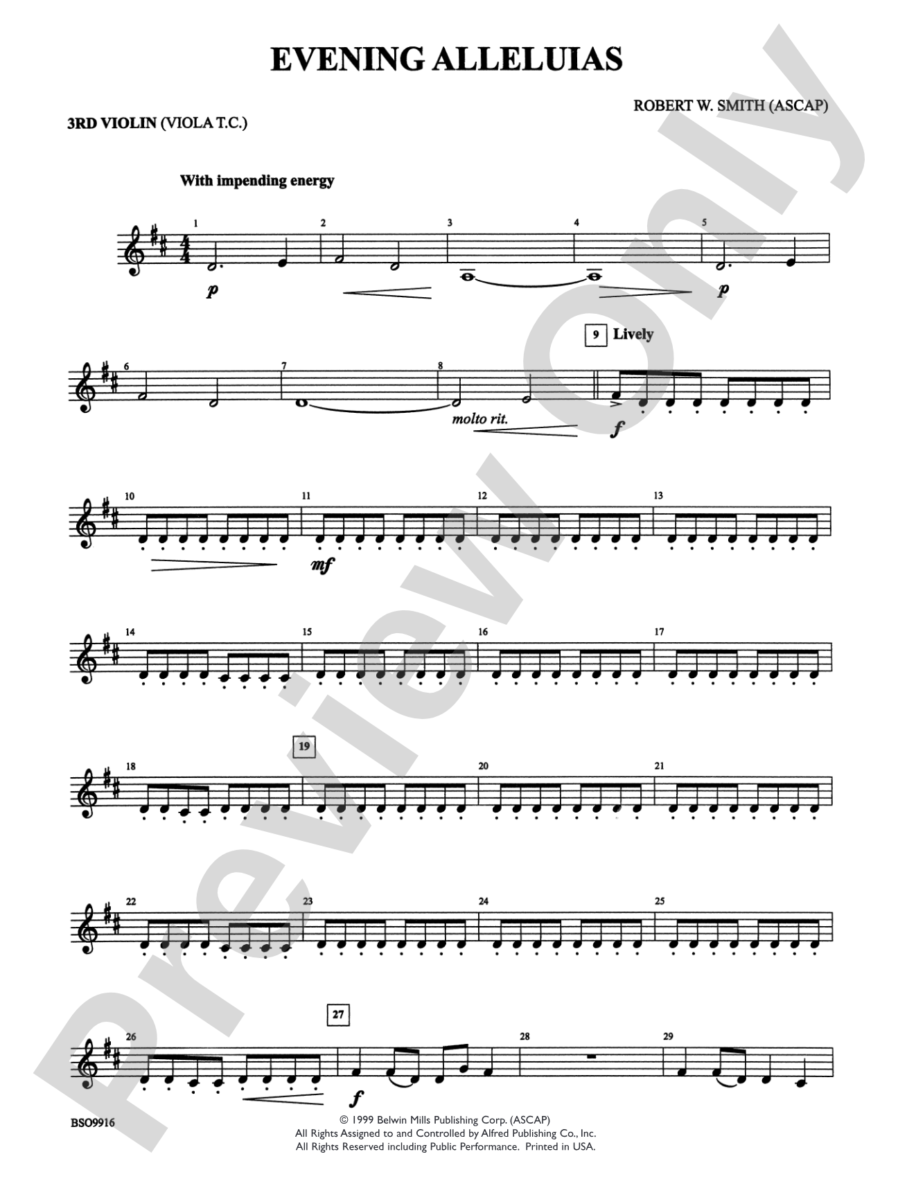 Evening Alleluias: 3rd Violin (Viola [TC])