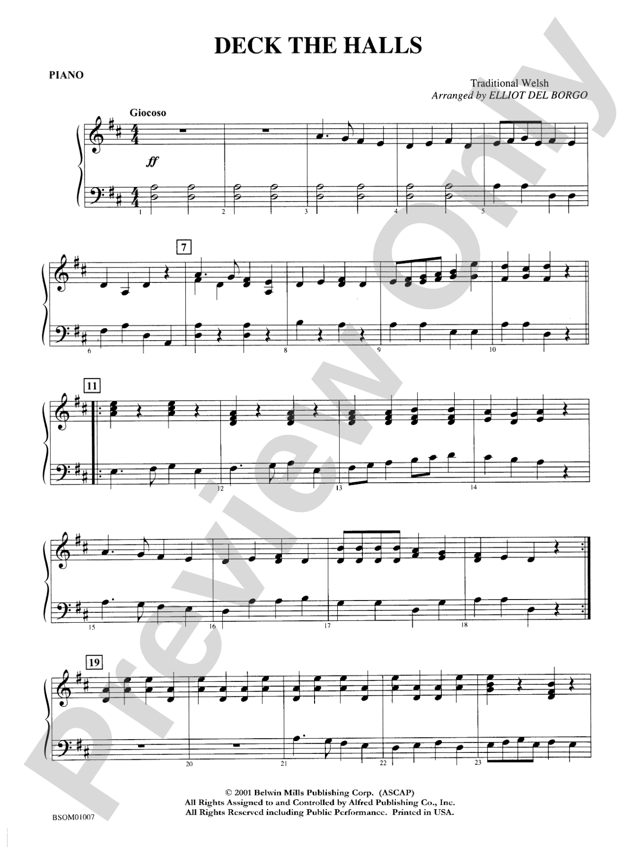Deck the Halls: Piano Accompaniment