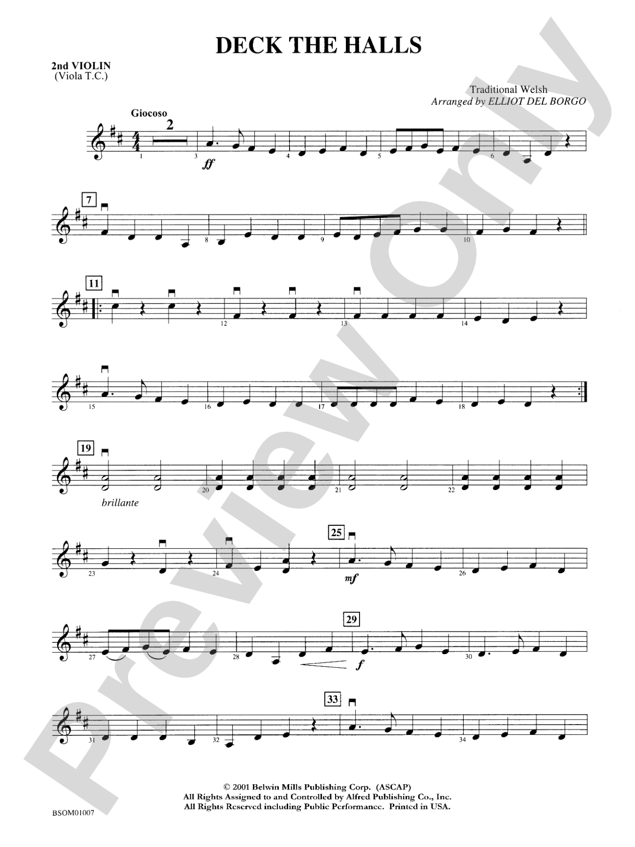 Deck the Halls: 2nd Violin