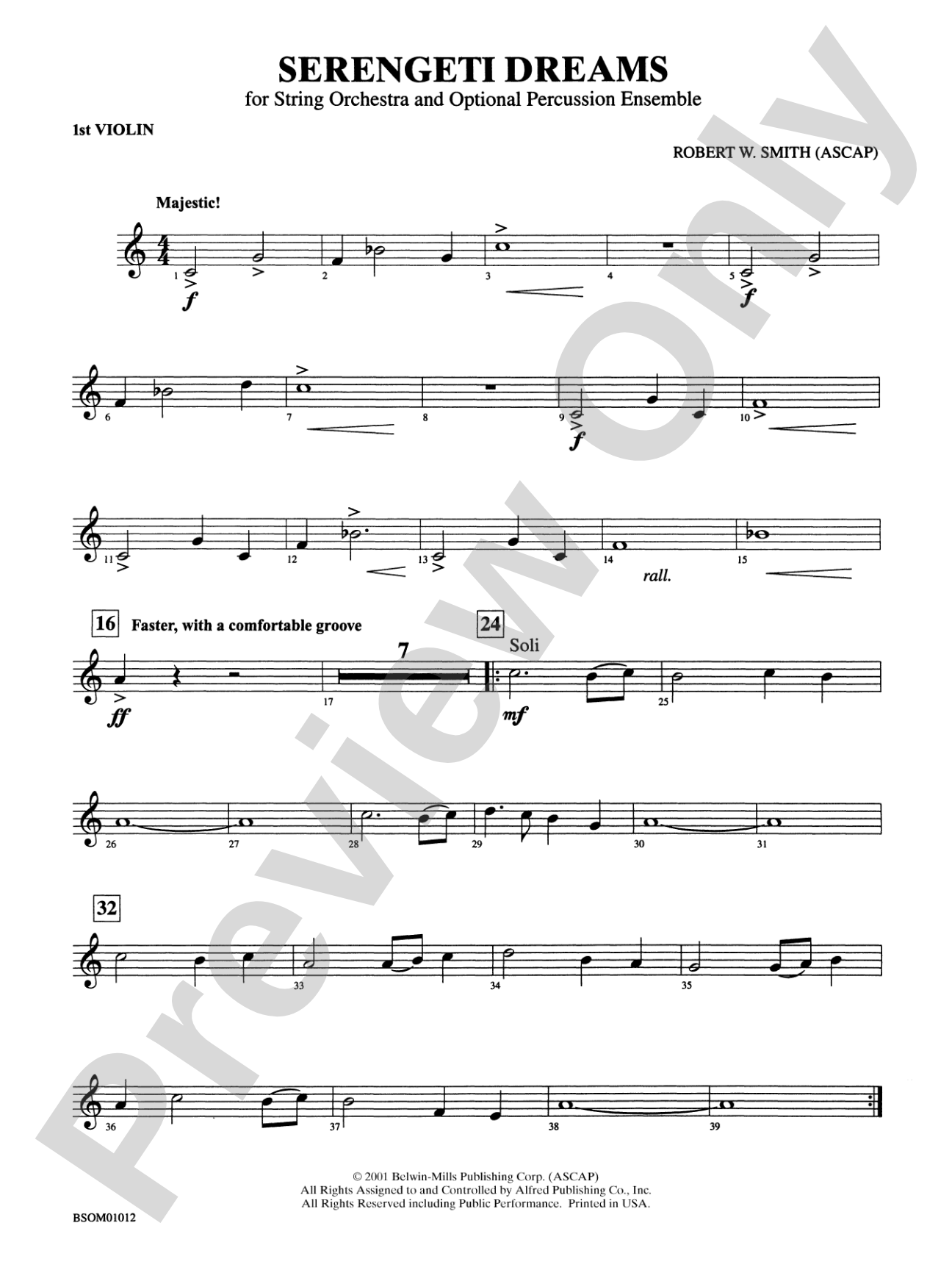 Serengeti Dreams (with Opt. Percussion Ensemble): 1st Violin