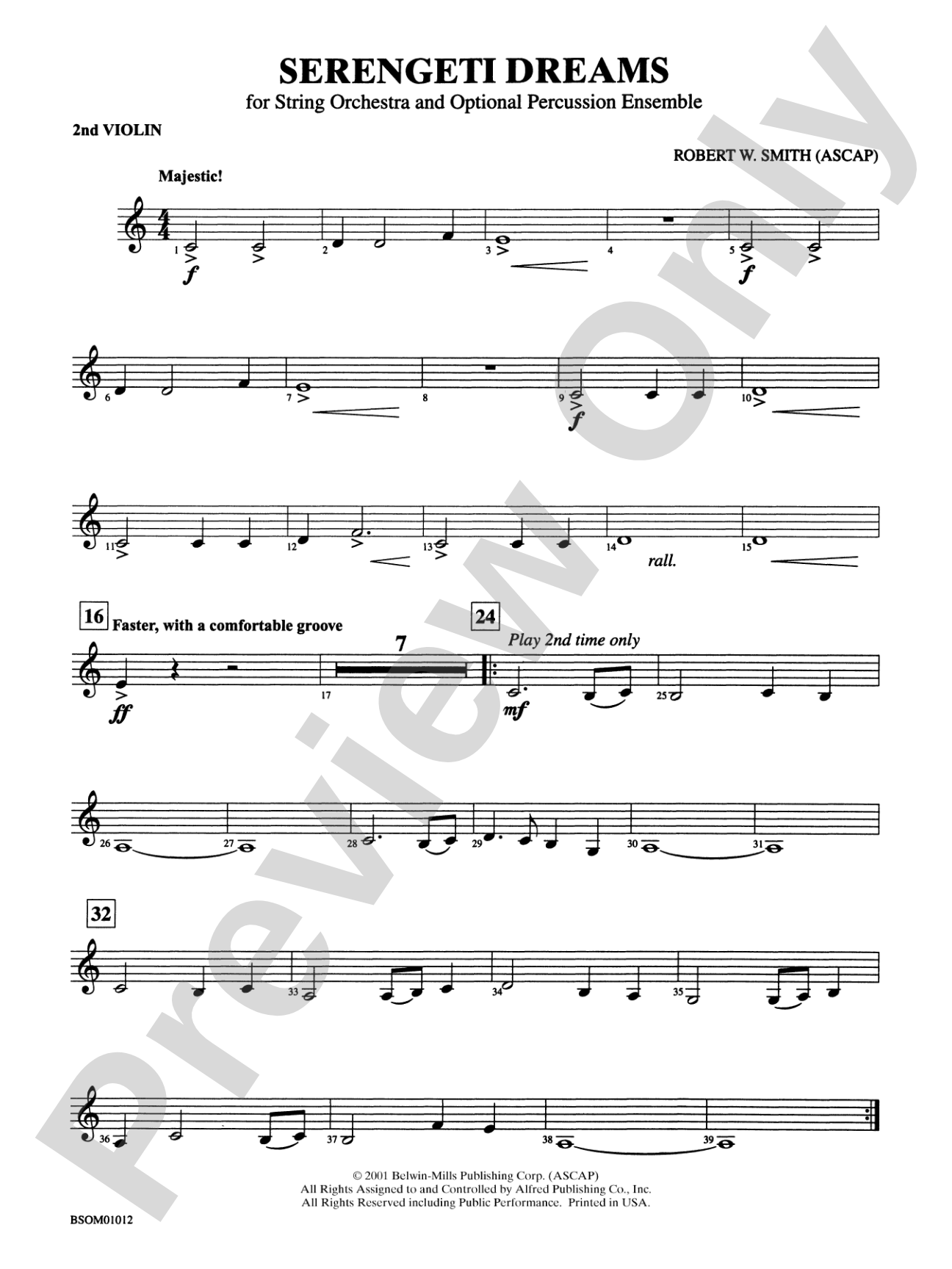 Serengeti Dreams (with Opt. Percussion Ensemble): 2nd Violin