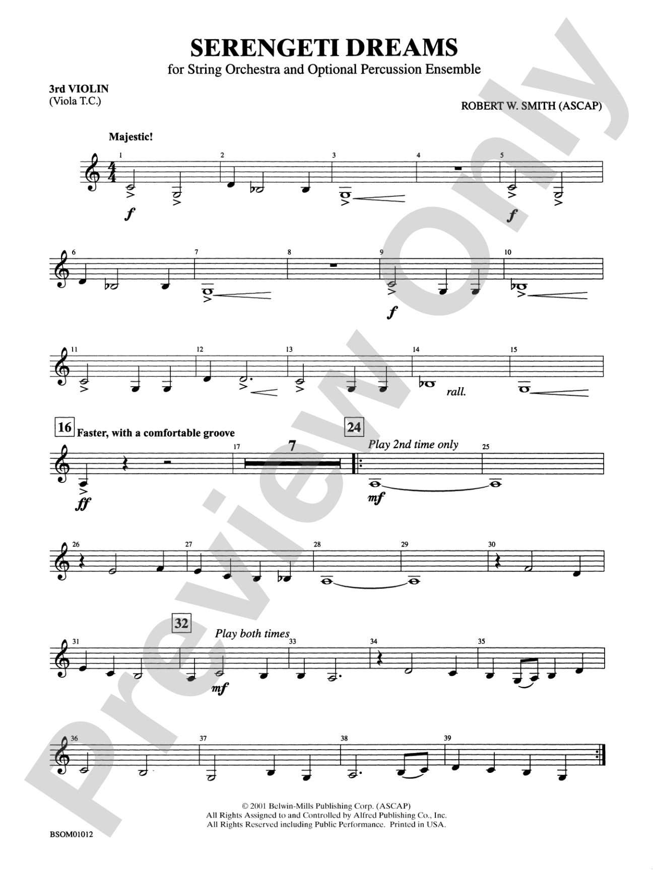 Serengeti Dreams (with Opt. Percussion Ensemble): 3rd Violin (Viola [TC])