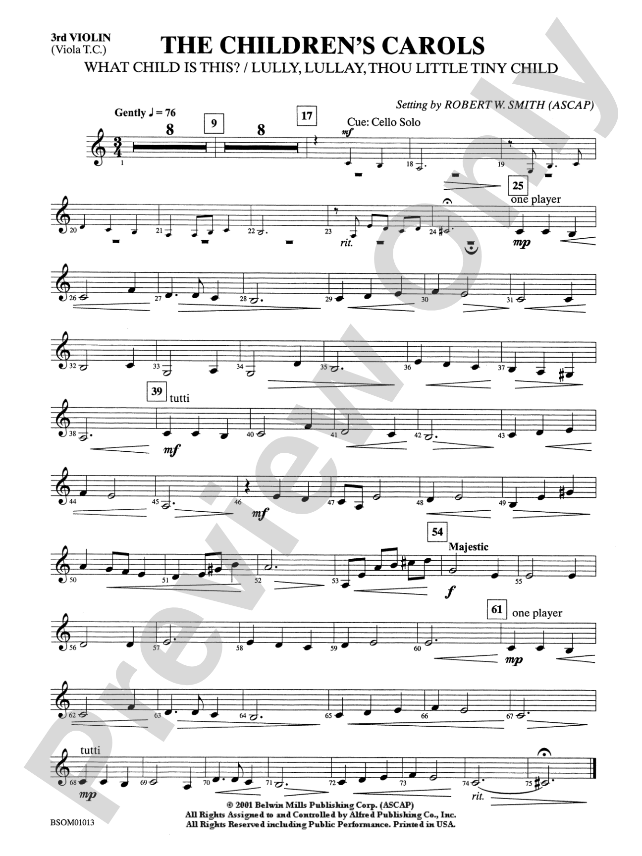 The Children's Carols: 3rd Violin (Viola [TC])