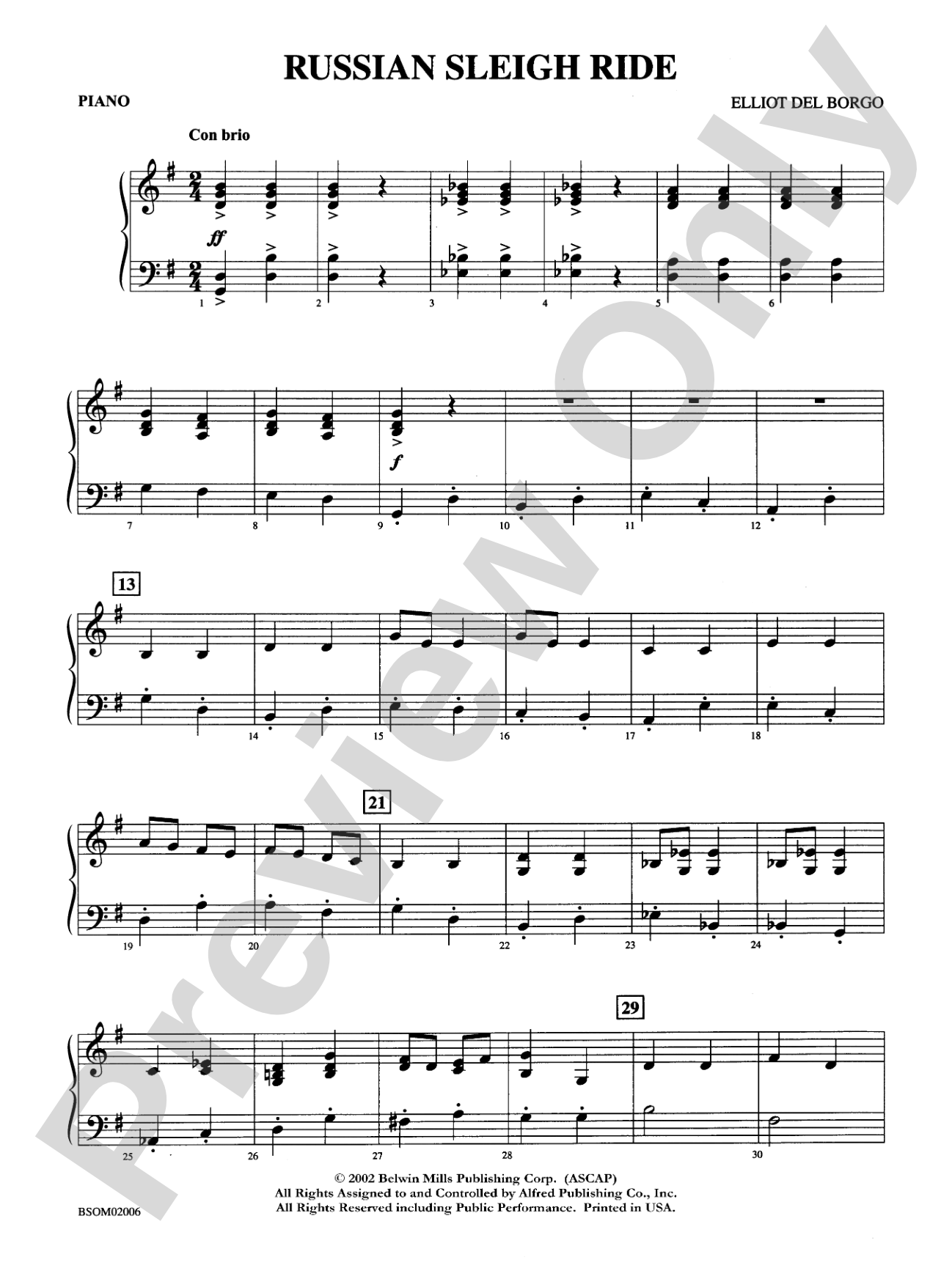 Russian Sleigh Ride: Piano Accompaniment