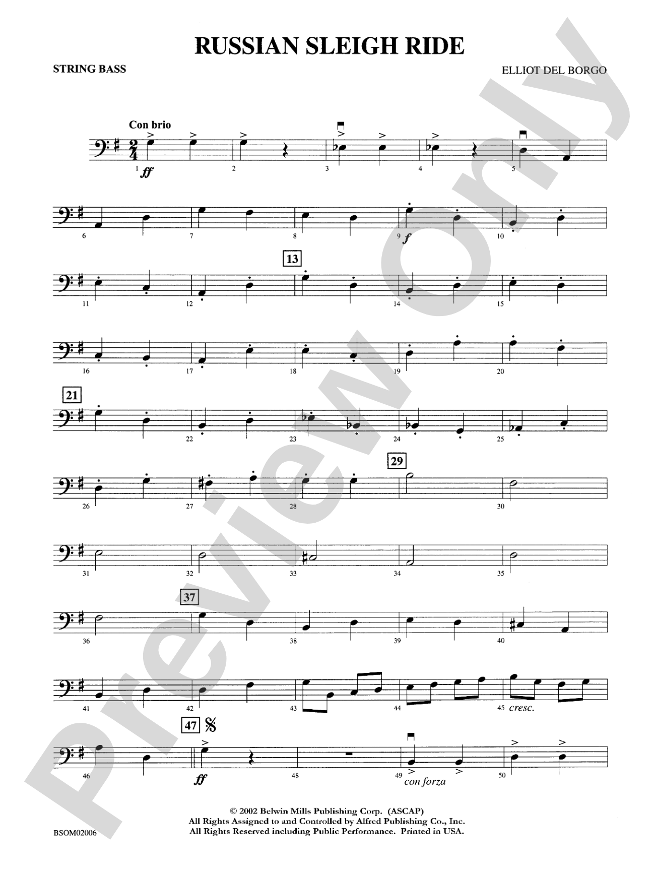 Russian Sleigh Ride: String Bass