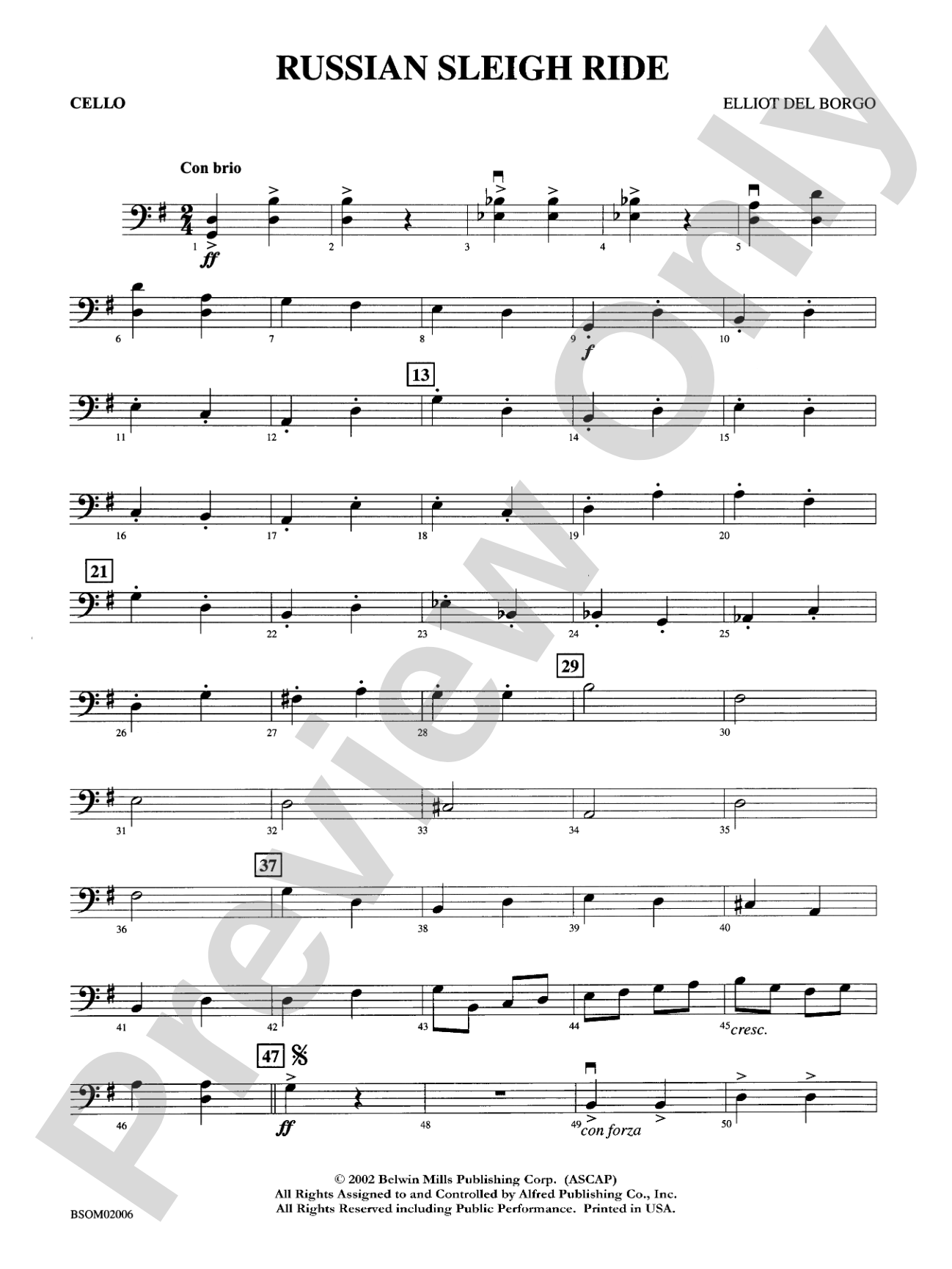 Russian Sleigh Ride: Cello