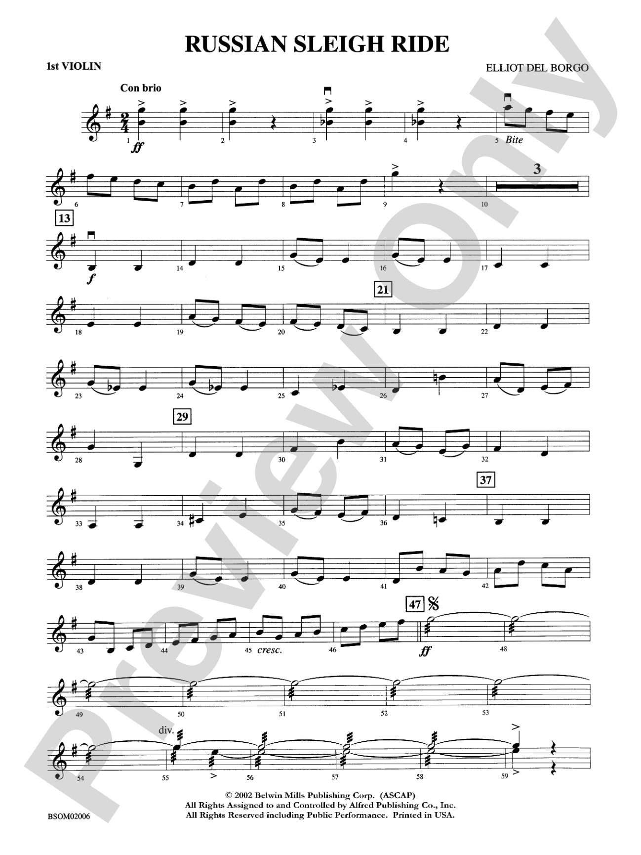Russian Sleigh Ride: 1st Violin