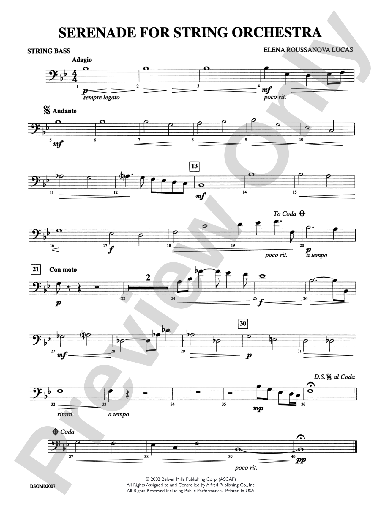 Serenade for String Orchestra: String Bass