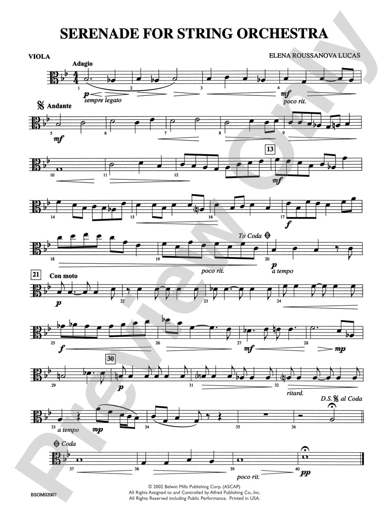 Serenade for String Orchestra: Viola