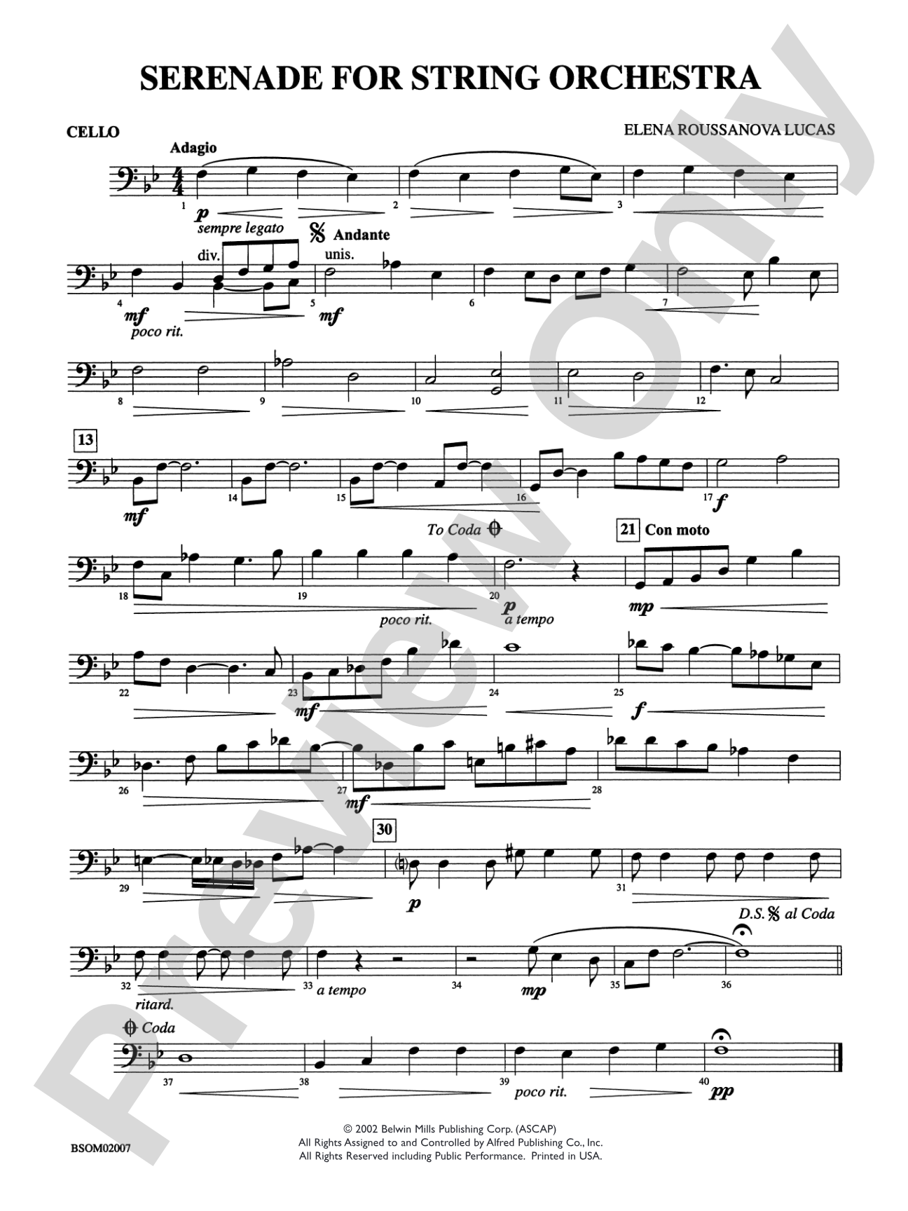 Serenade for String Orchestra: Cello