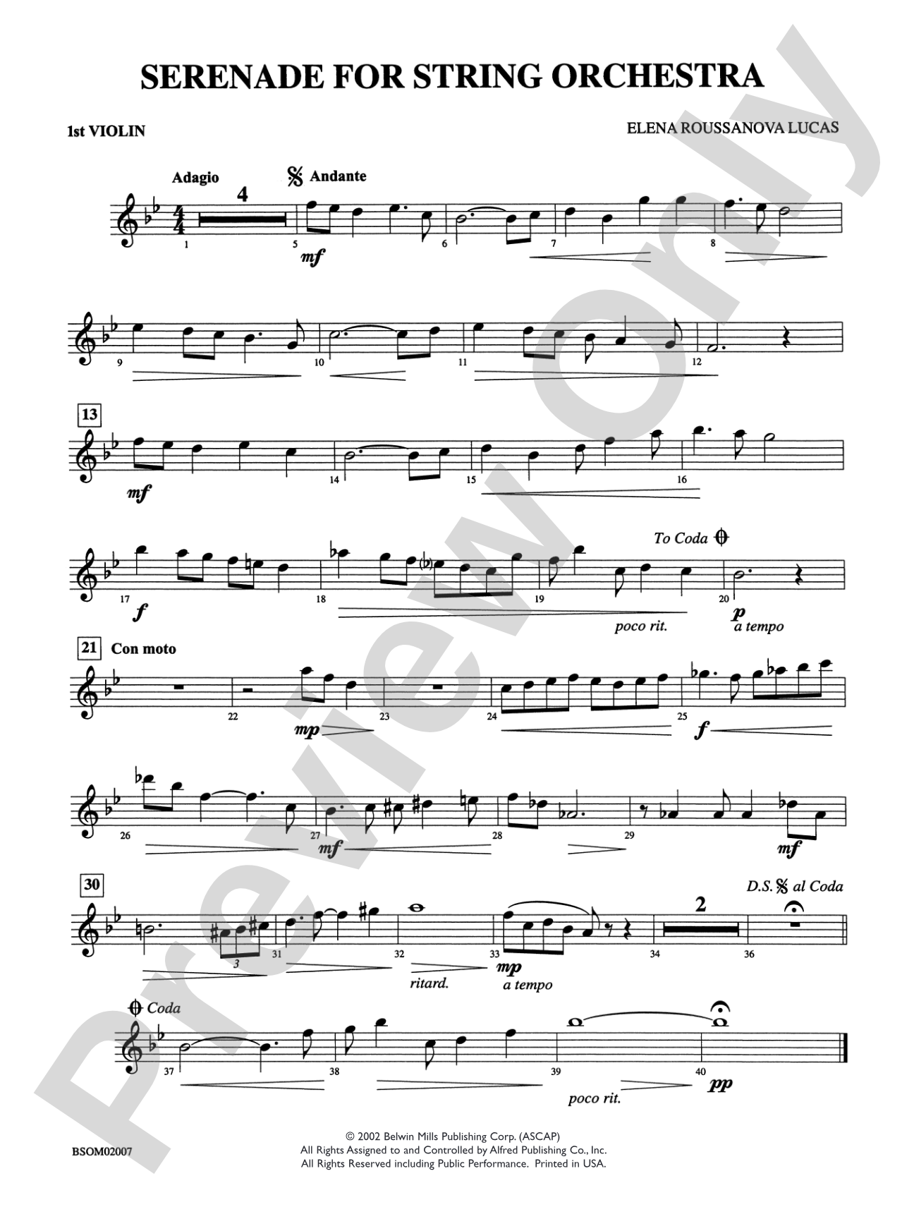 Serenade for String Orchestra: 1st Violin