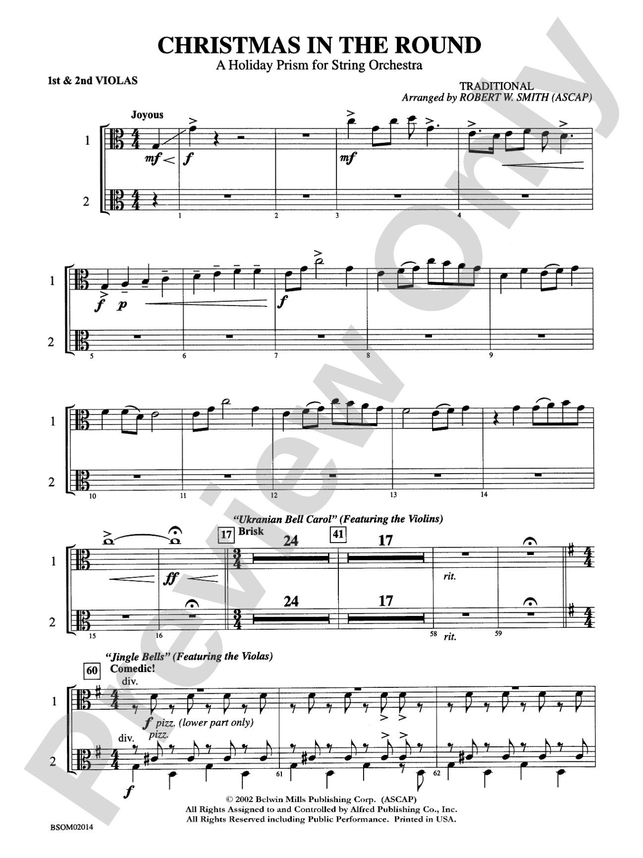 Christmas in the Round (A Holiday Prism for String Orchestra): 1st & 2nd Violas