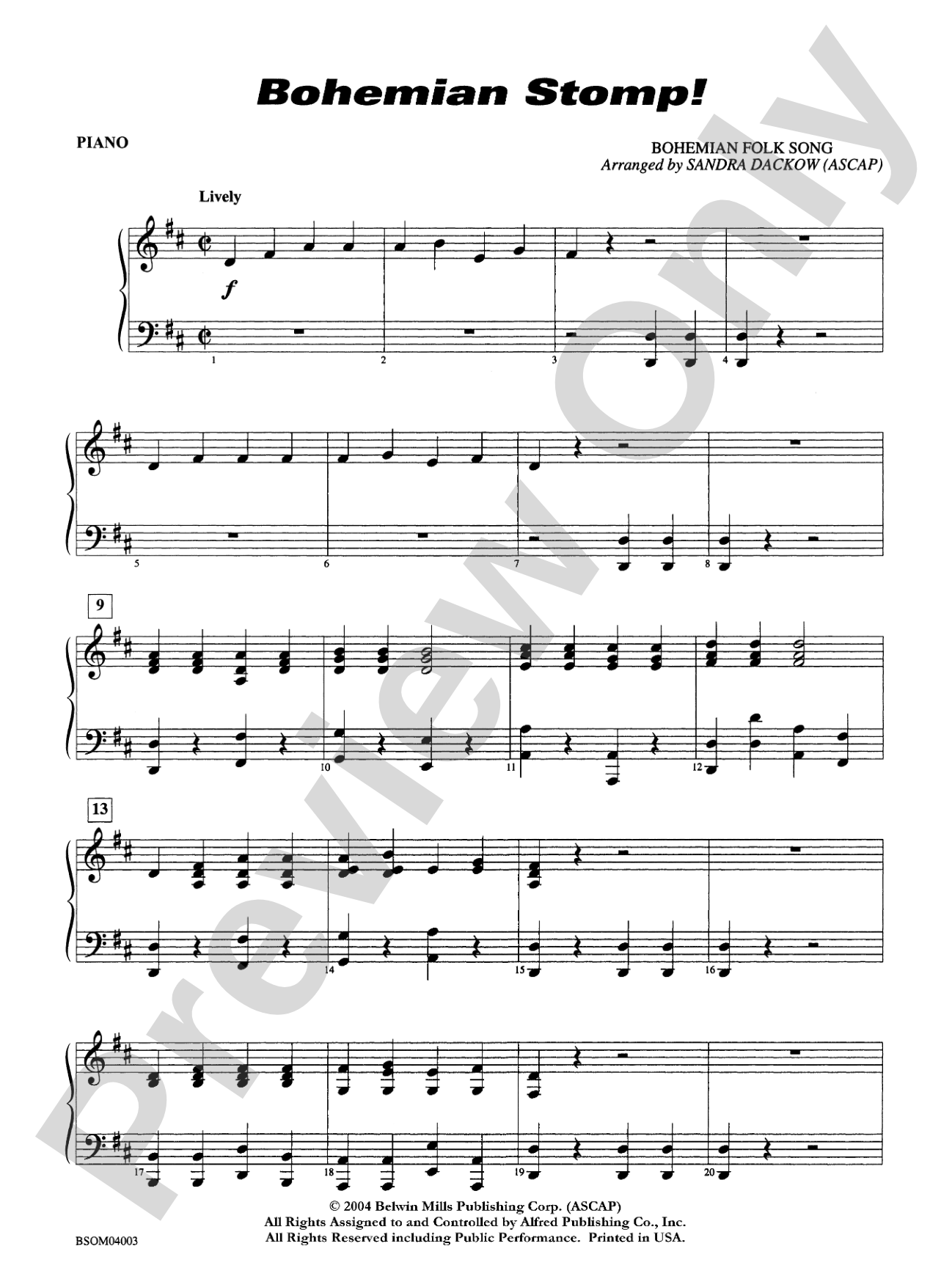 Bohemian Stomp!: Piano Accompaniment