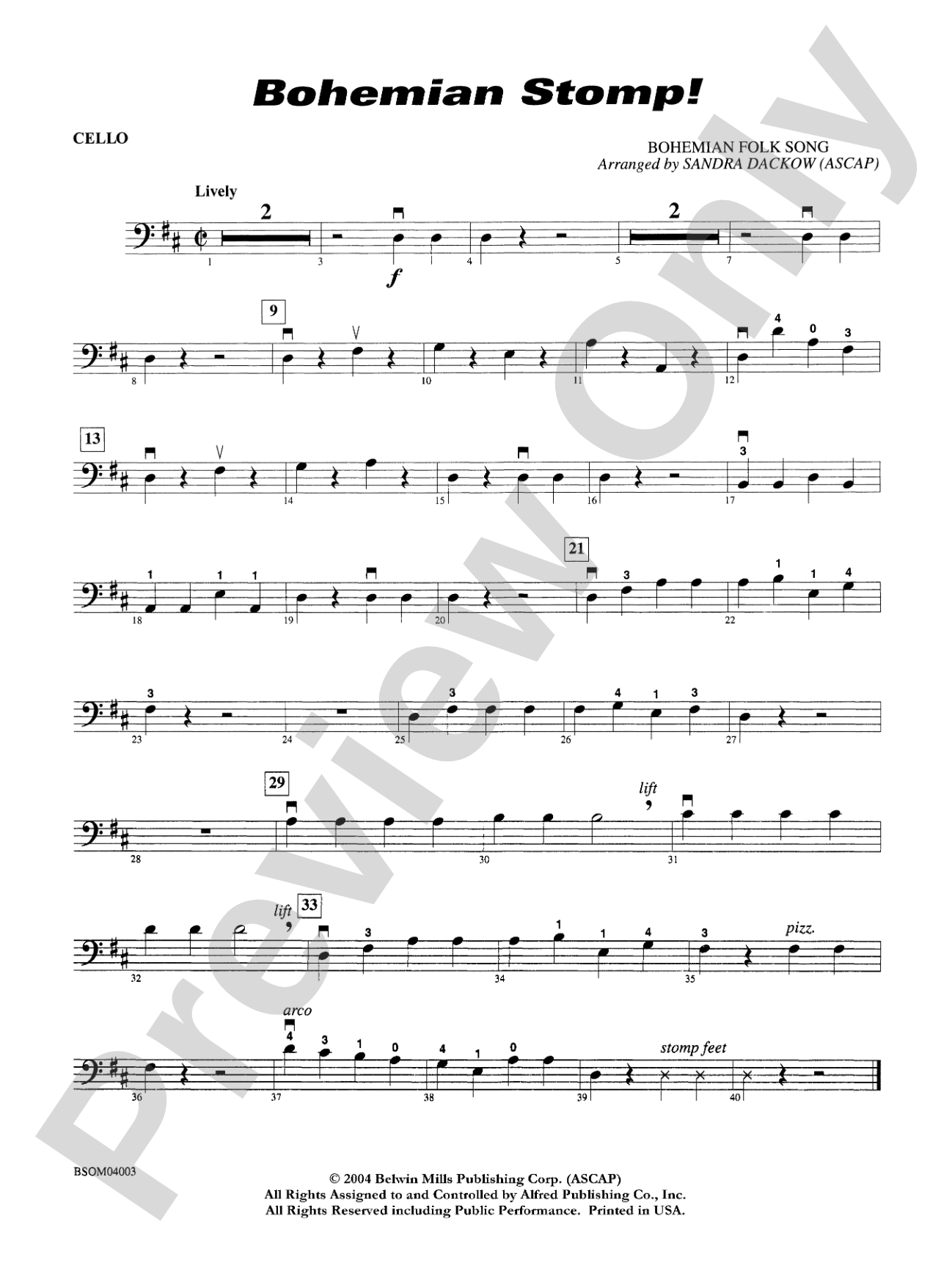 Bohemian Stomp!: Cello