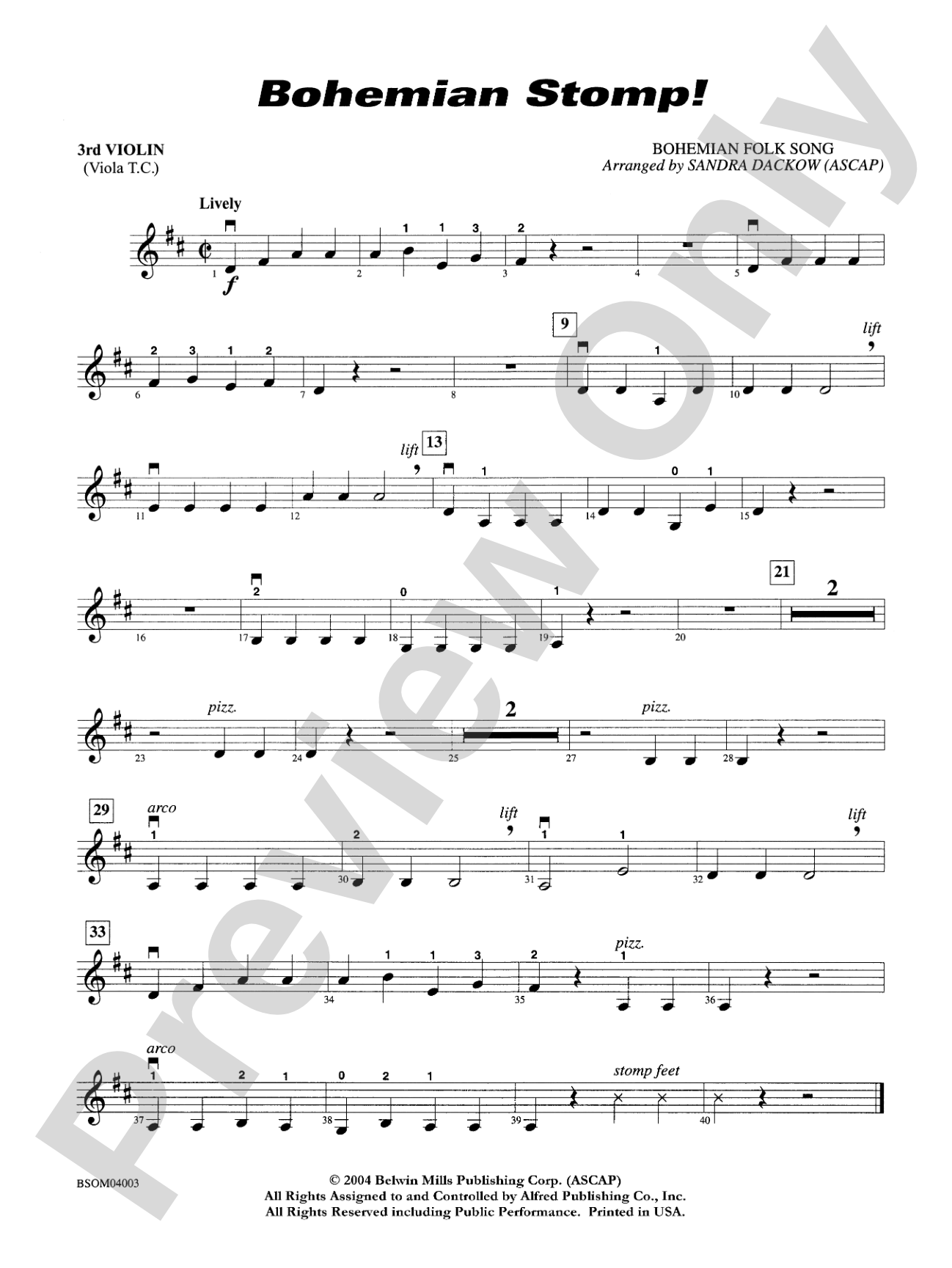 Bohemian Stomp!: 3rd Violin (Viola [TC])
