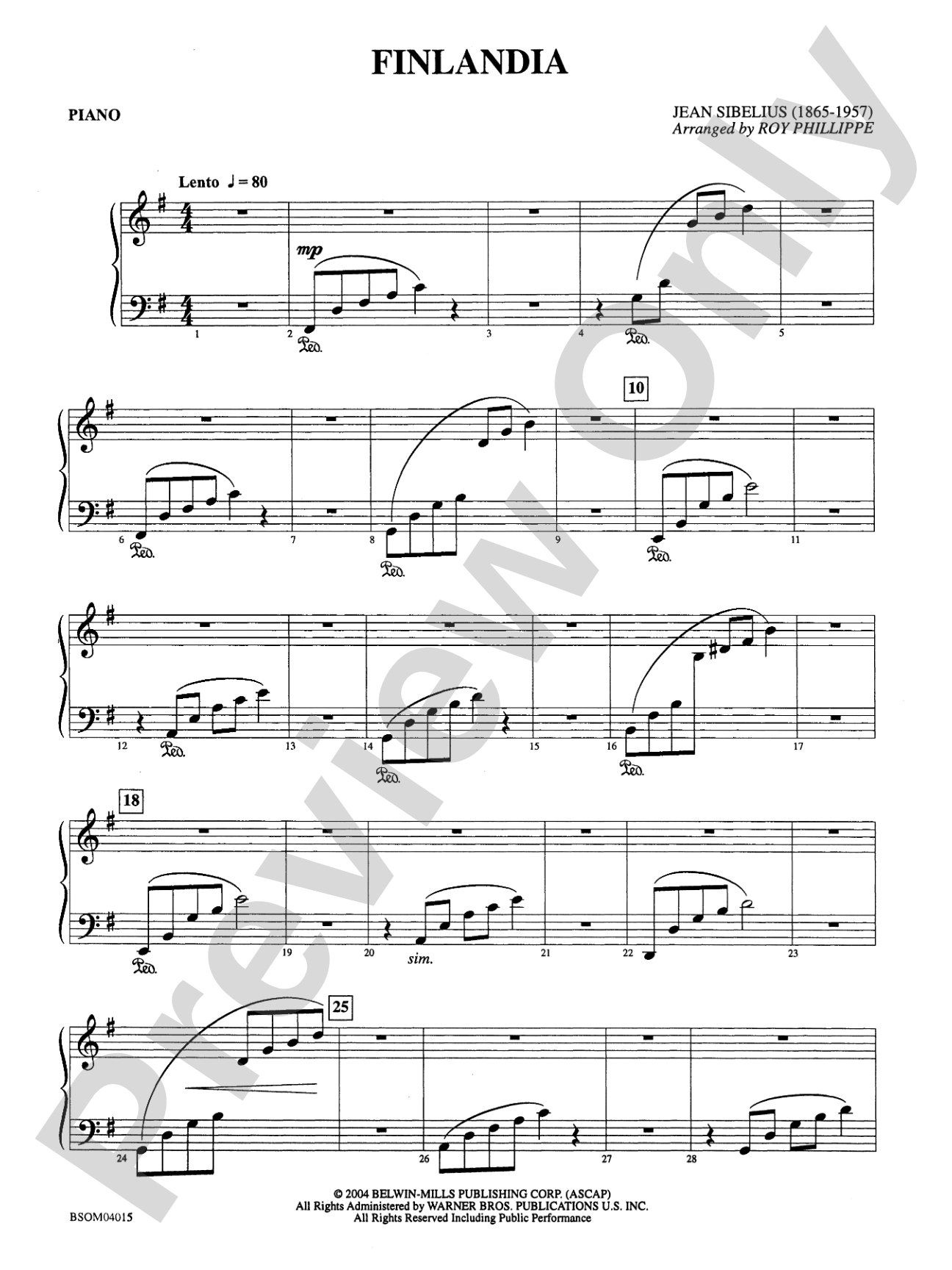 Finlandia: Piano Accompaniment