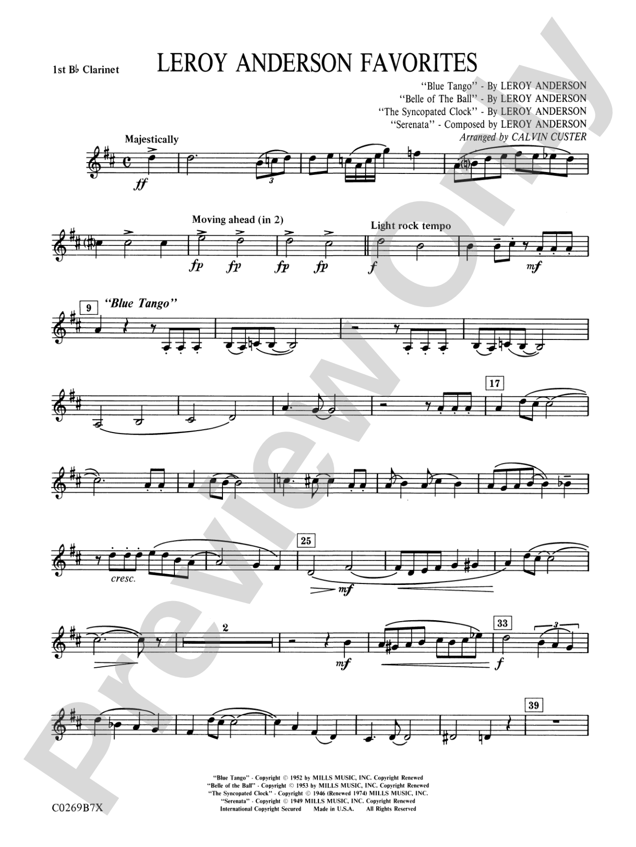 Leroy Anderson Favorites: 1st B-flat Clarinet