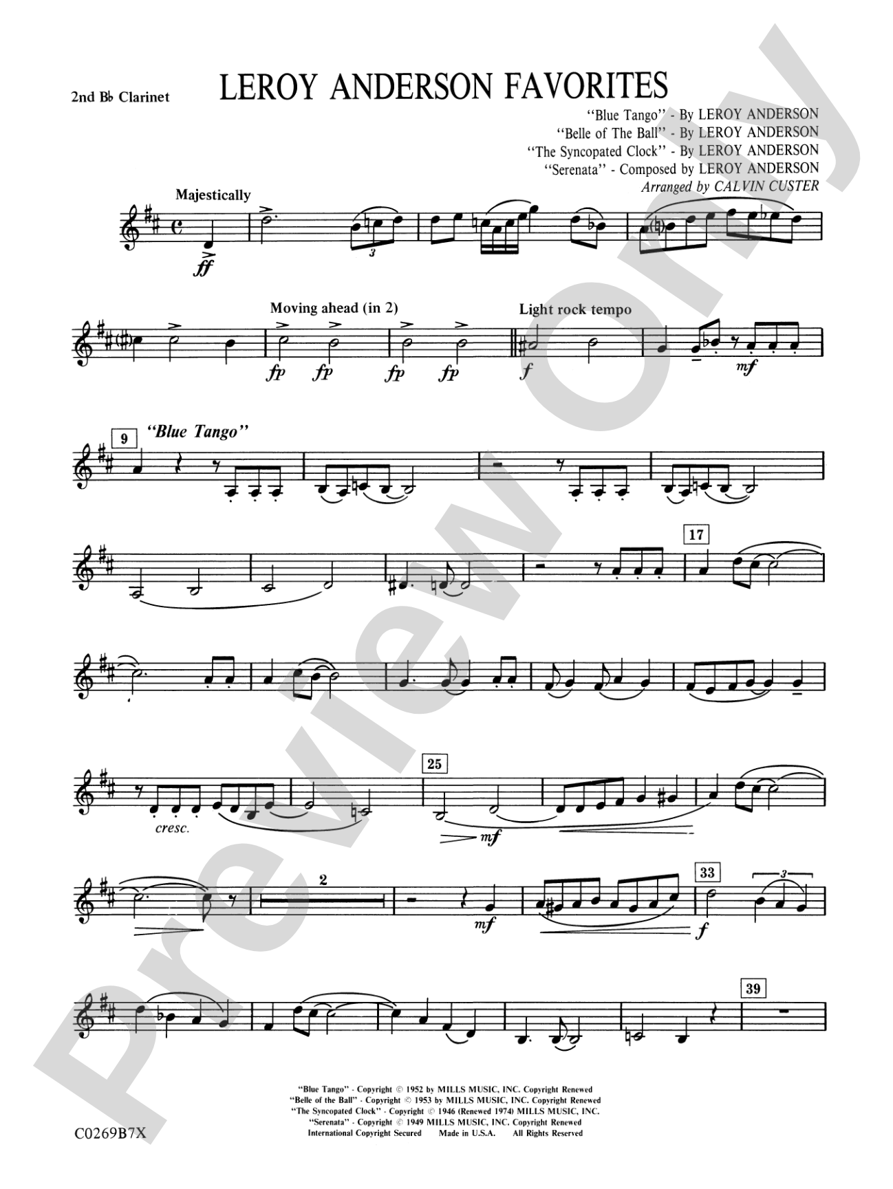 Leroy Anderson Favorites: 2nd B-flat Clarinet