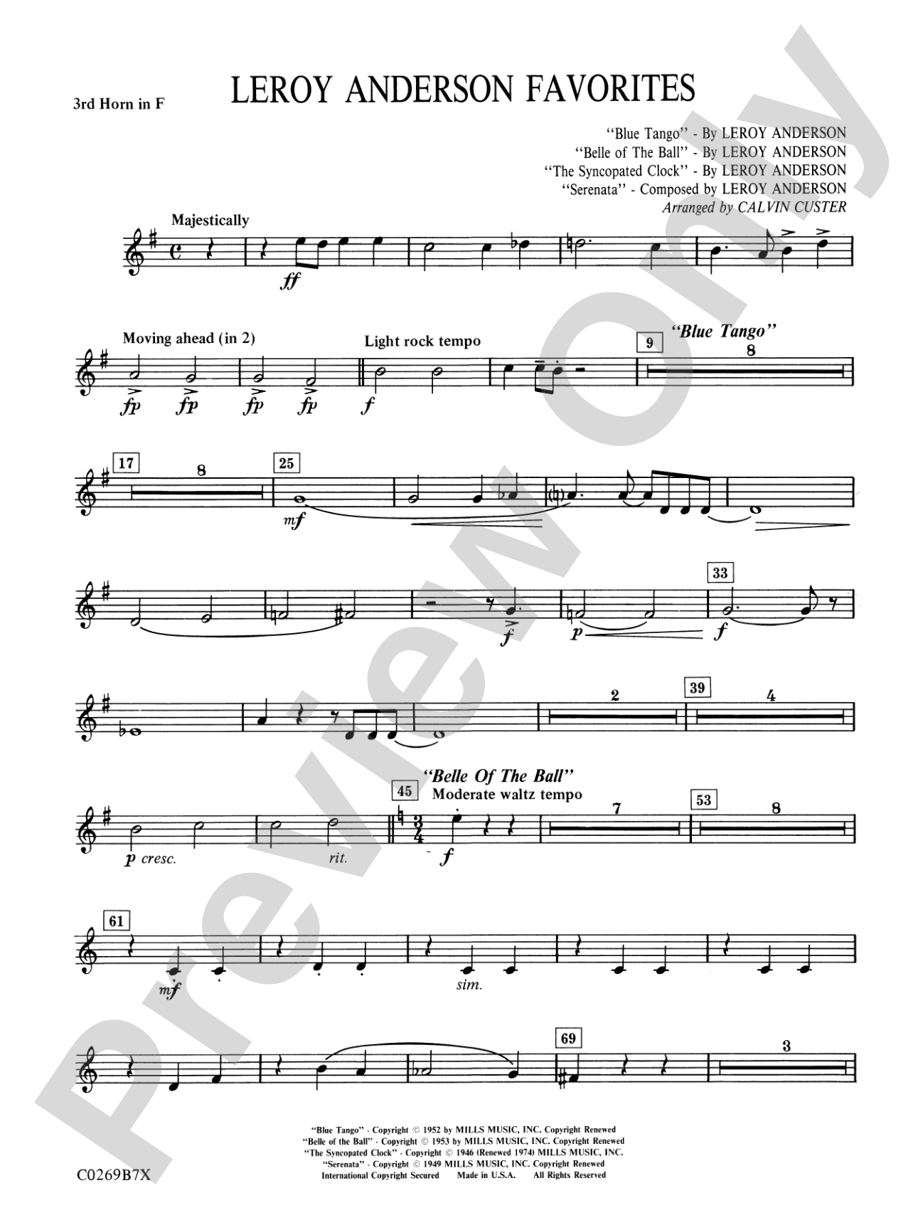 Leroy Anderson Favorites: 3rd F Horn
