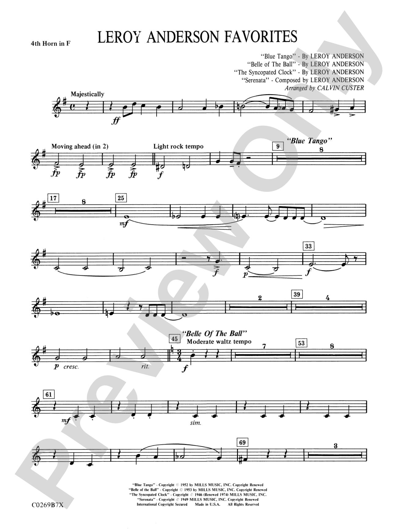 Leroy Anderson Favorites: 4th F Horn