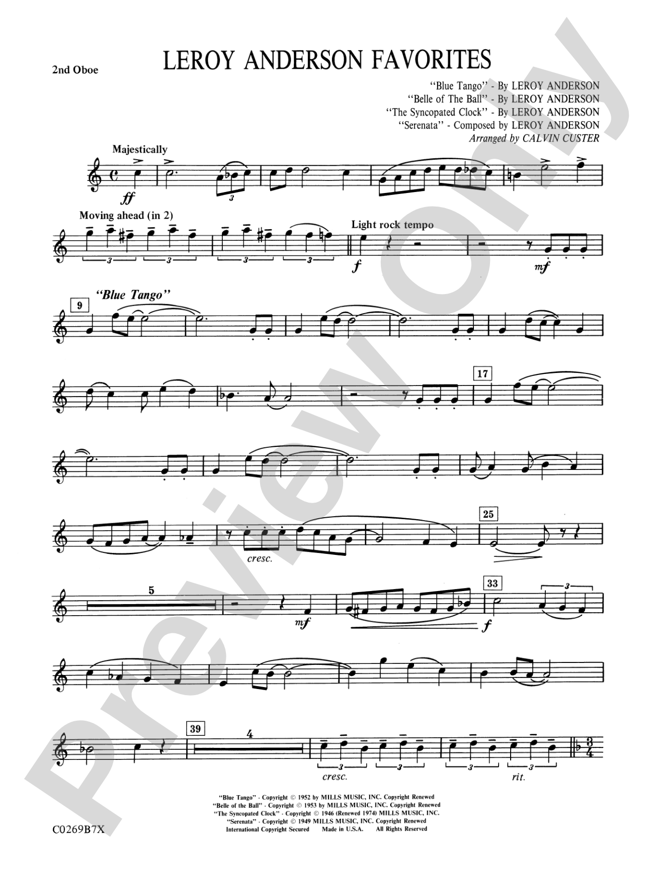 Leroy Anderson Favorites: 2nd Oboe