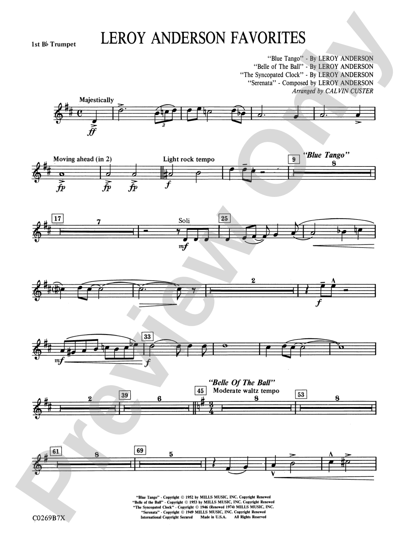 Leroy Anderson Favorites: 1st B-flat Trumpet