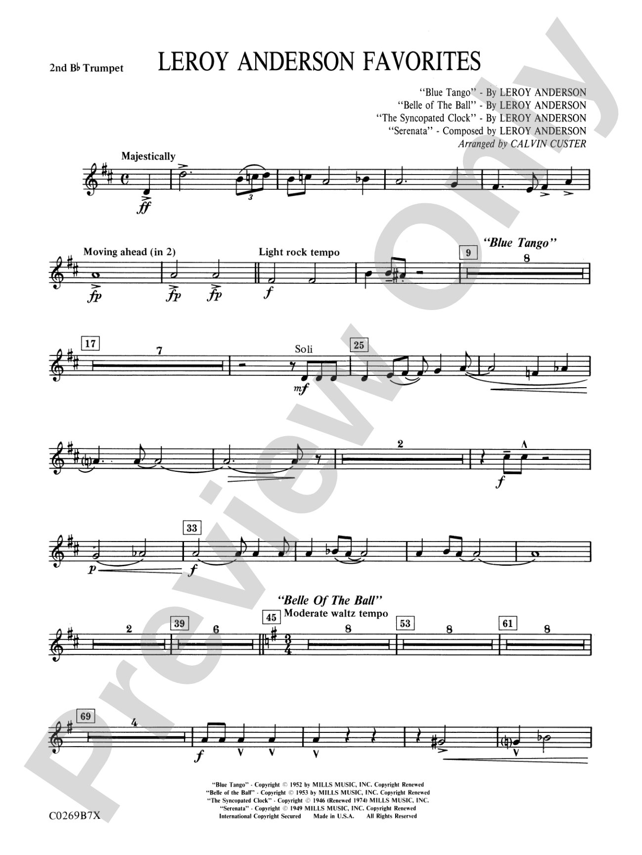 Leroy Anderson Favorites: 2nd B-flat Trumpet