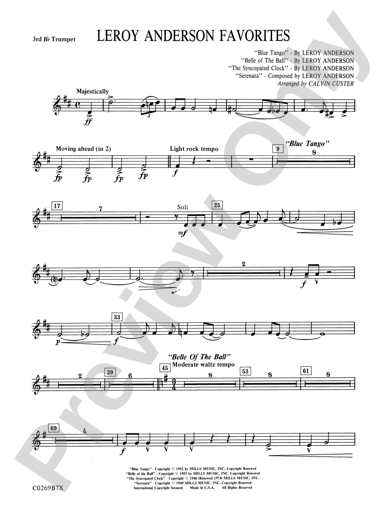 Leroy Anderson Favorites: 3rd B-flat Trumpet