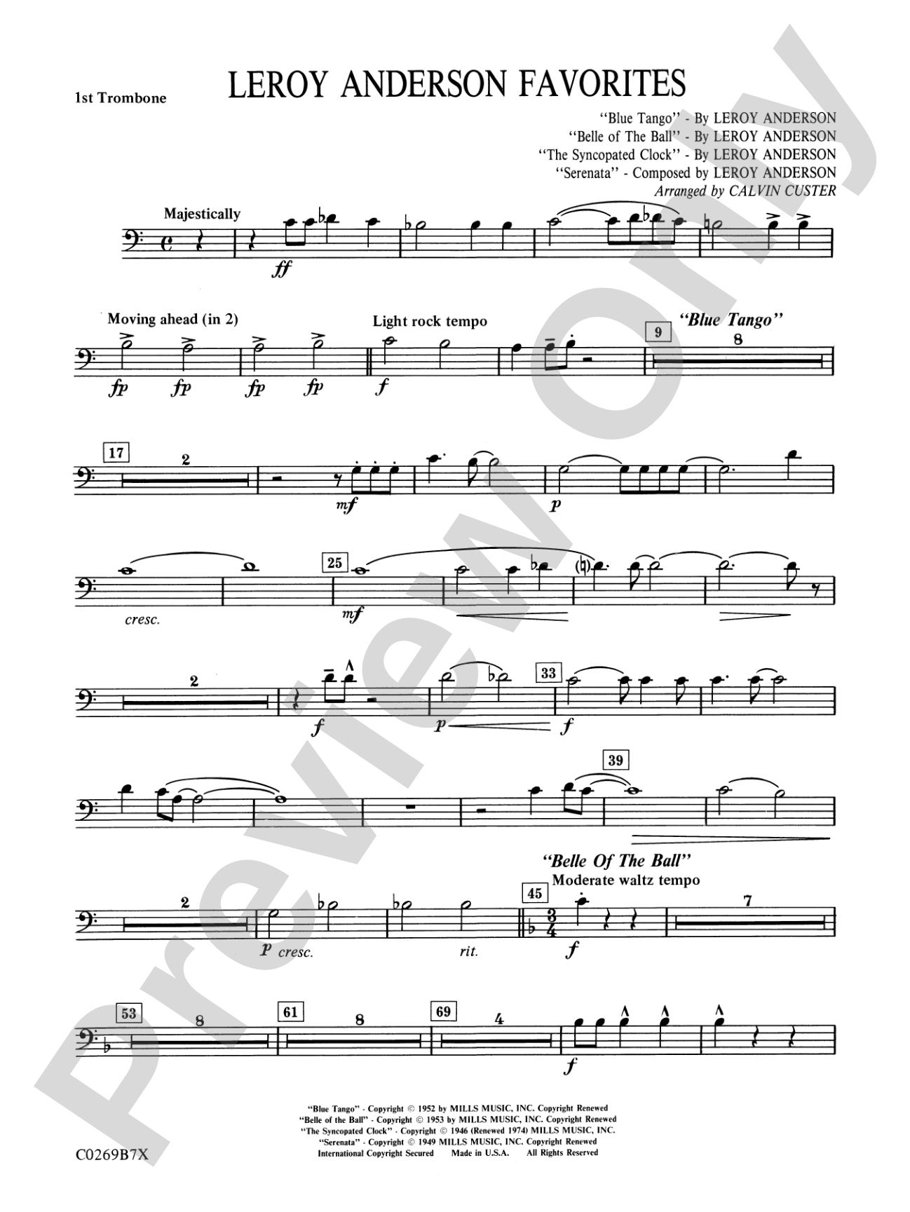 Leroy Anderson Favorites: 1st Trombone