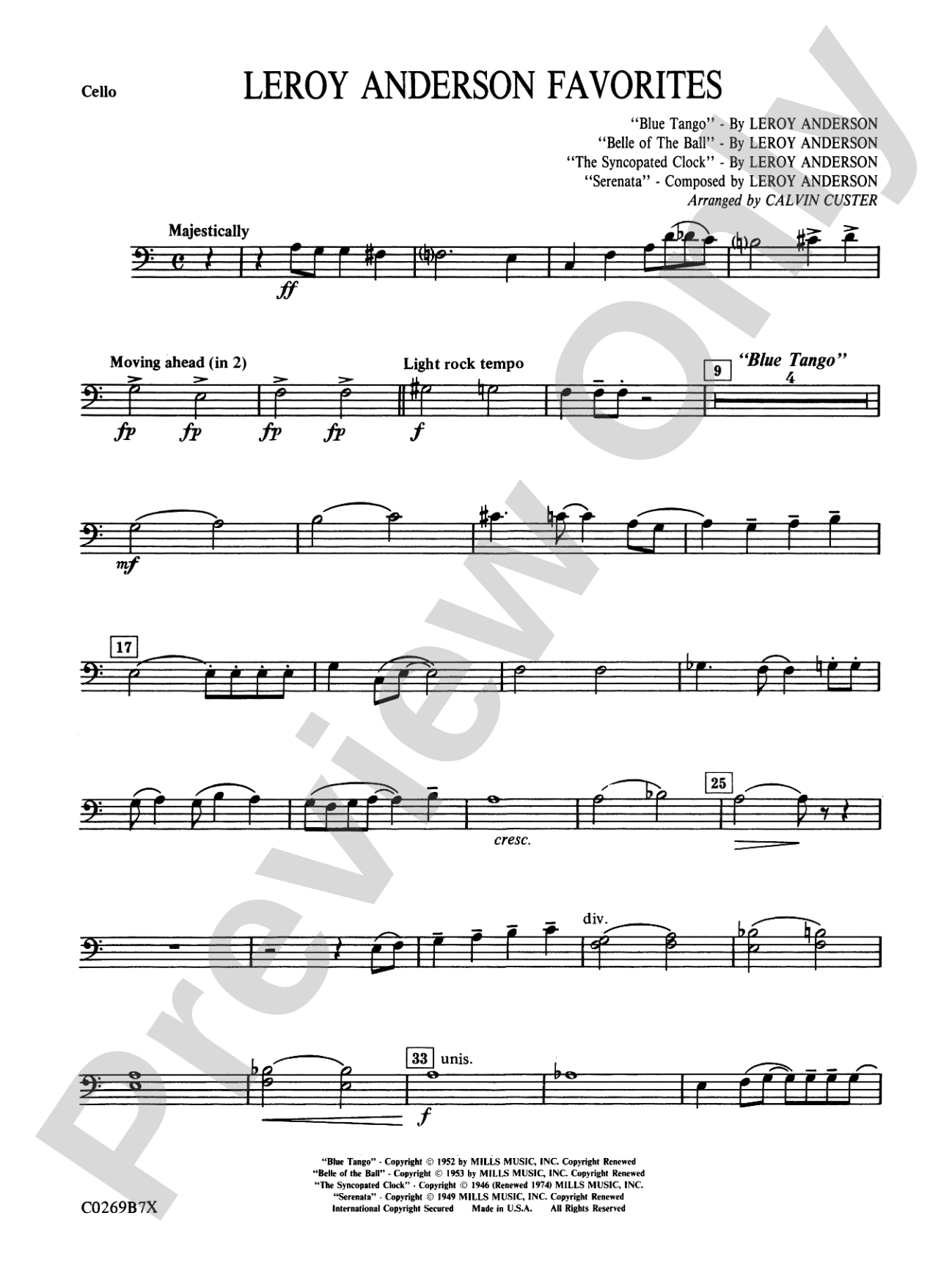 Leroy Anderson Favorites: Cello