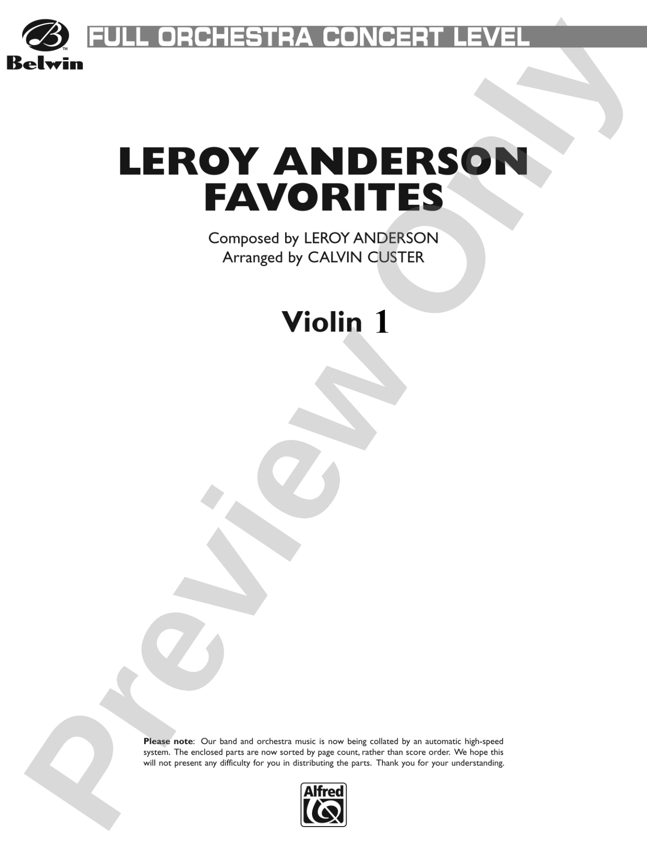 Leroy Anderson Favorites: 1st Violin