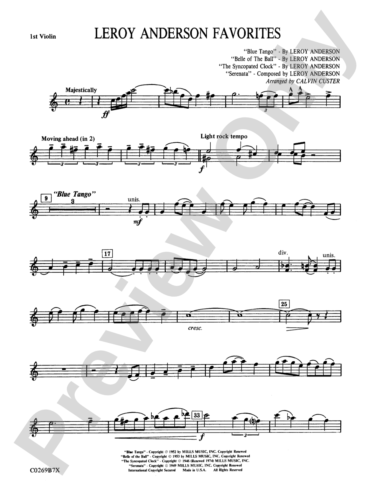 Leroy Anderson Favorites: 1st Violin