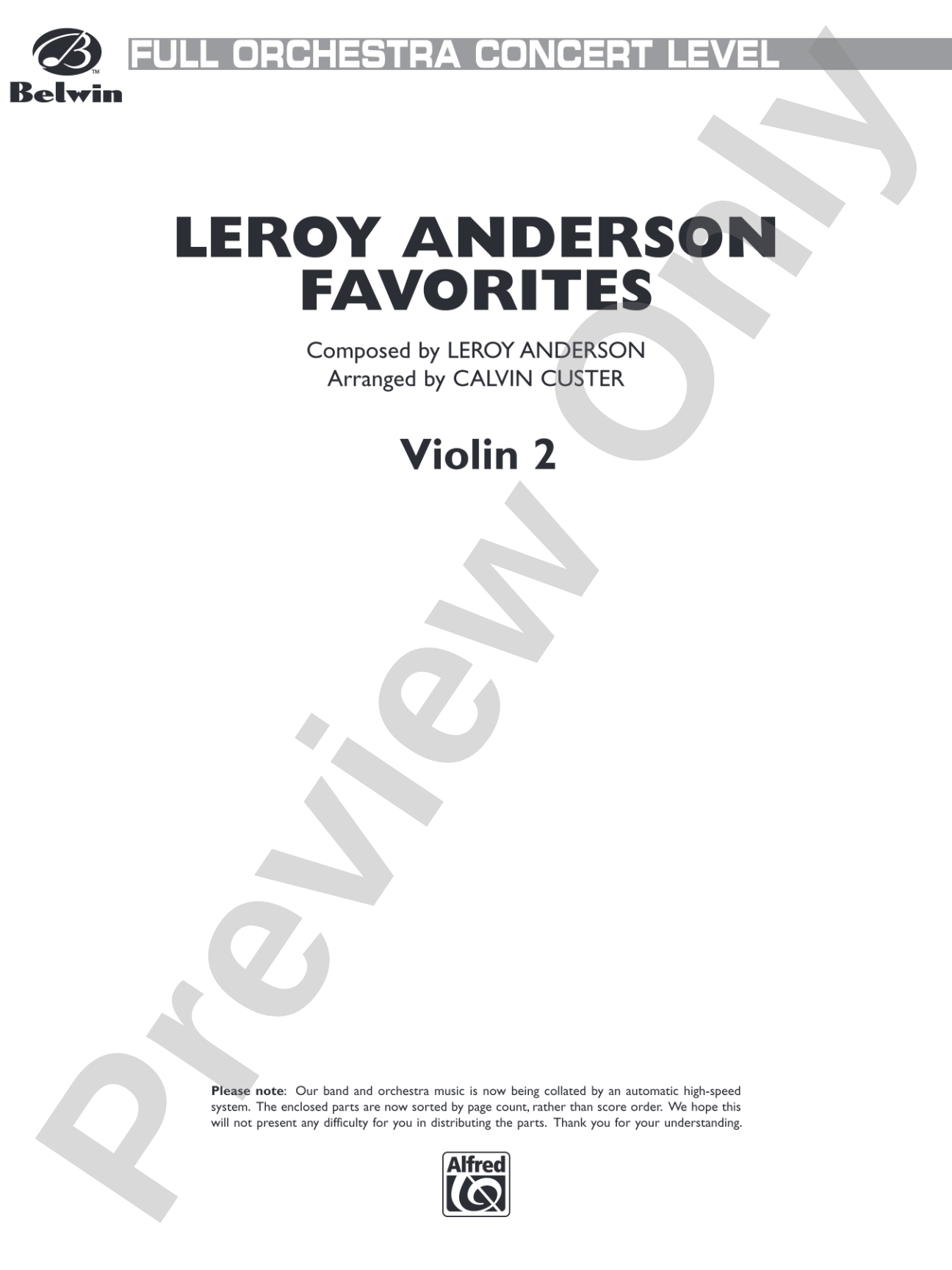 Leroy Anderson Favorites: 2nd Violin