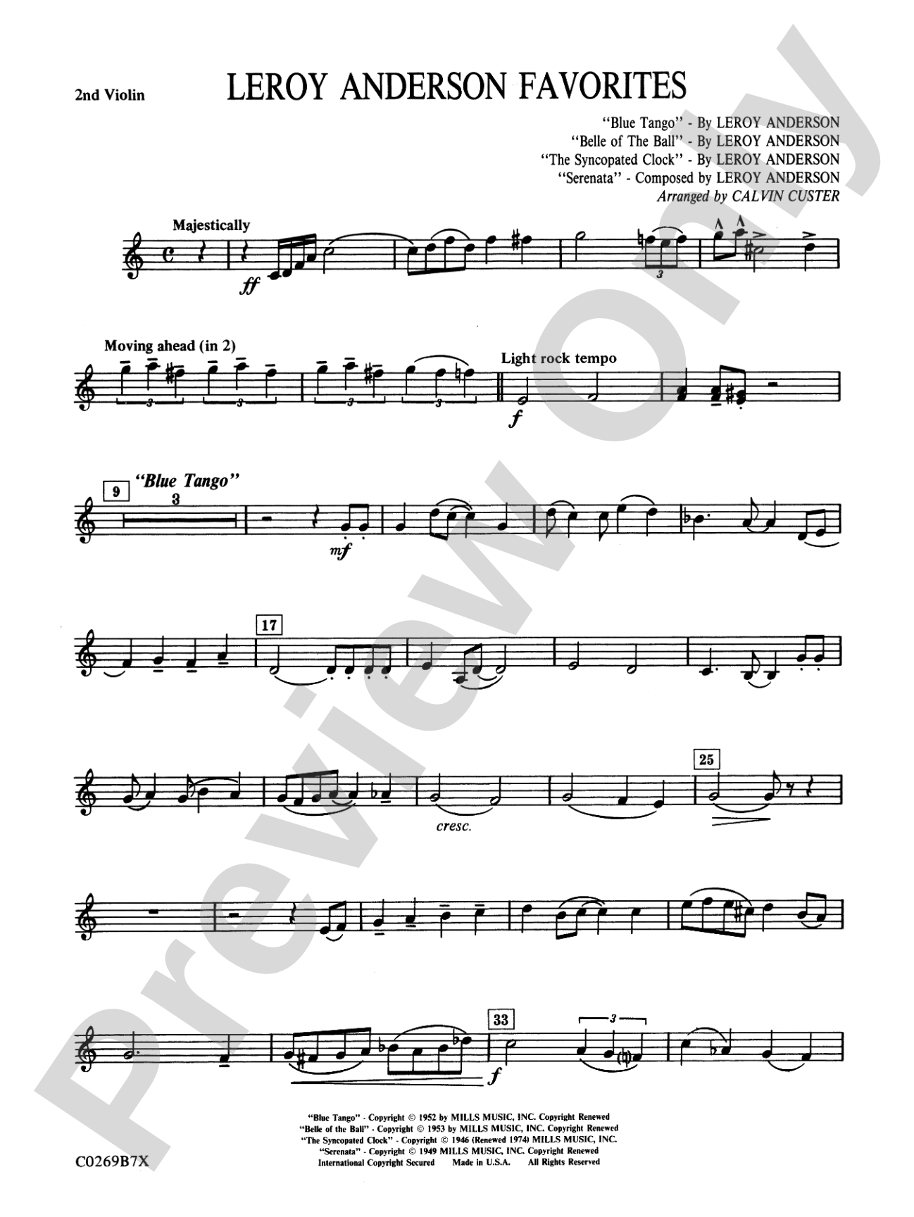 Leroy Anderson Favorites: 2nd Violin