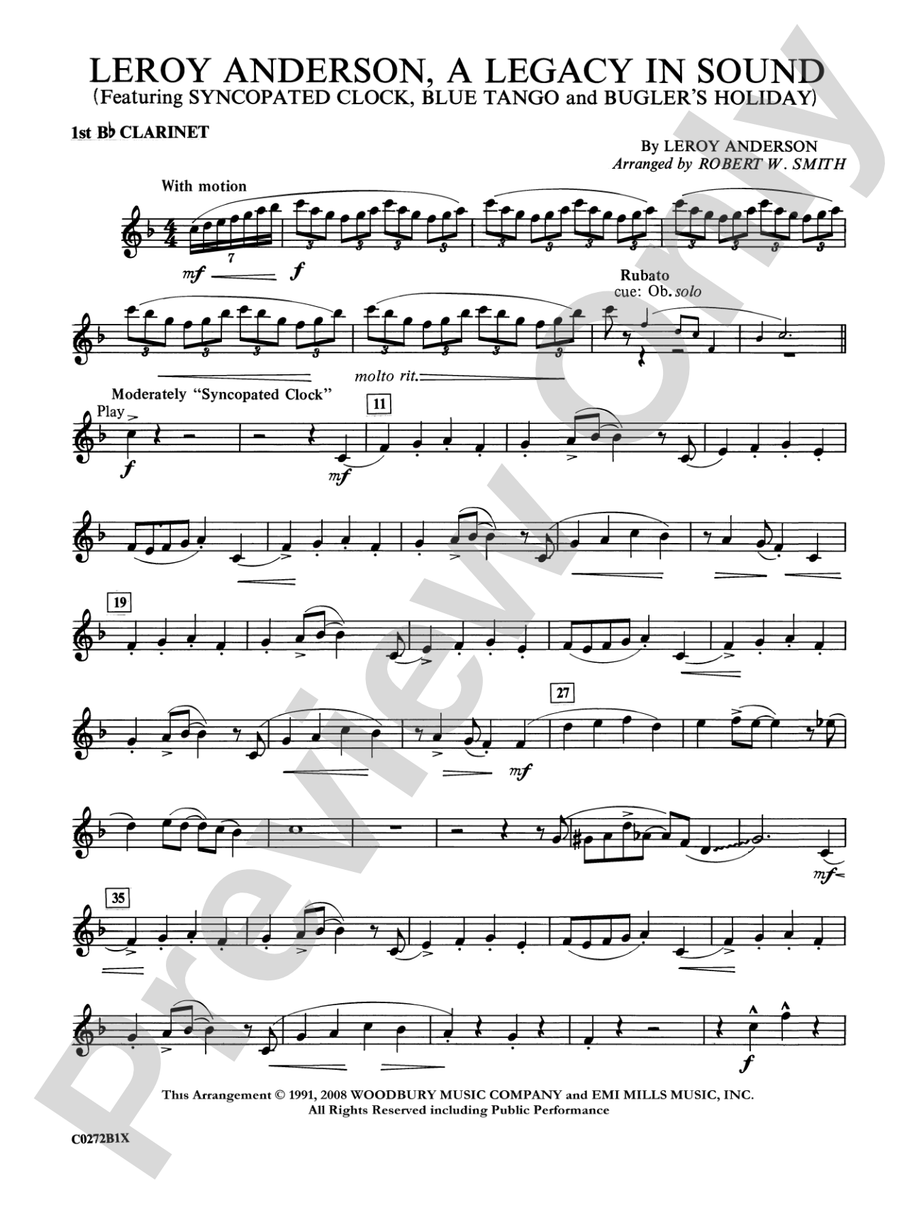 Leroy Anderson -- A Legacy in Sound: 1st B-flat Clarinet