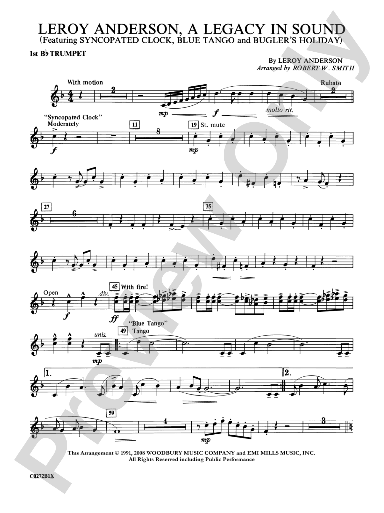 Leroy Anderson -- A Legacy in Sound: 1st B-flat Trumpet