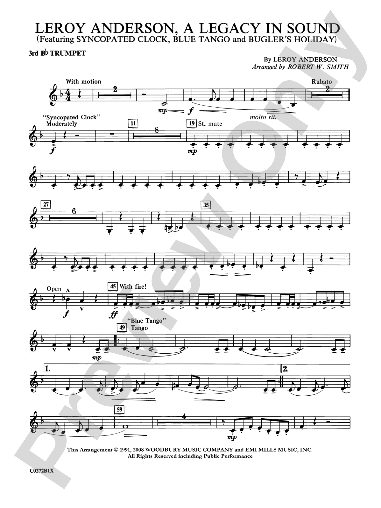 Leroy Anderson -- A Legacy in Sound: 3rd B-flat Trumpet