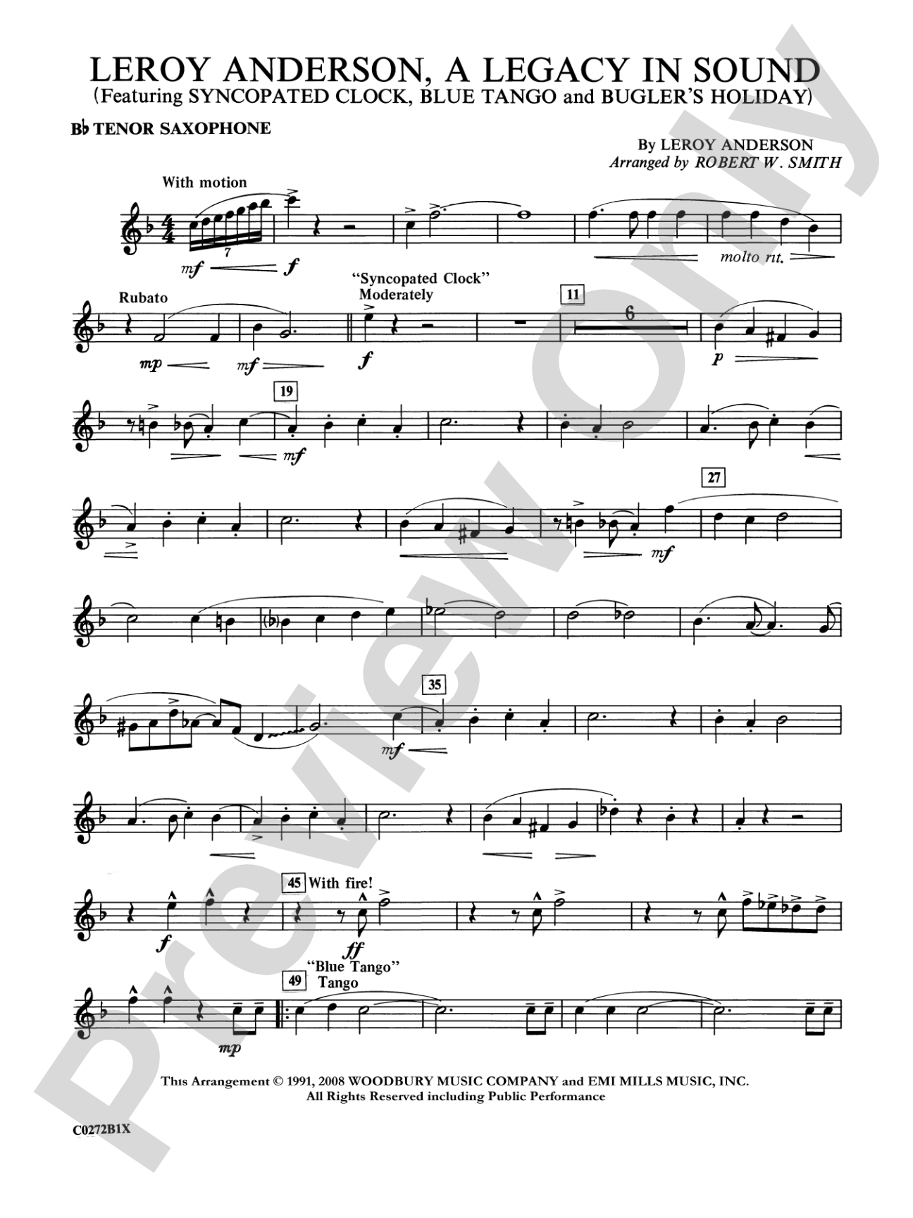 Leroy Anderson -- A Legacy in Sound: B-flat Tenor Saxophone