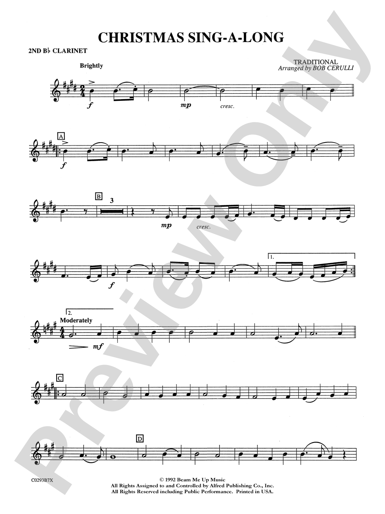 Christmas Sing-a-Long: 2nd B-flat Clarinet