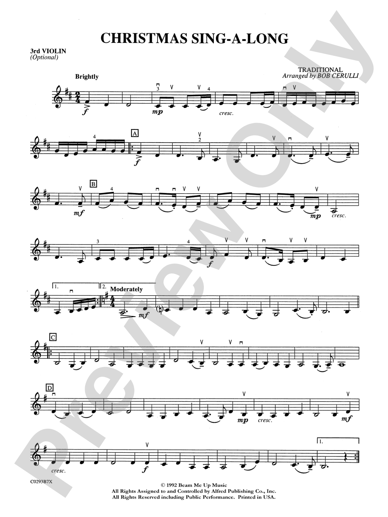 Christmas Sing-a-Long: 3rd Violin (Viola [TC])