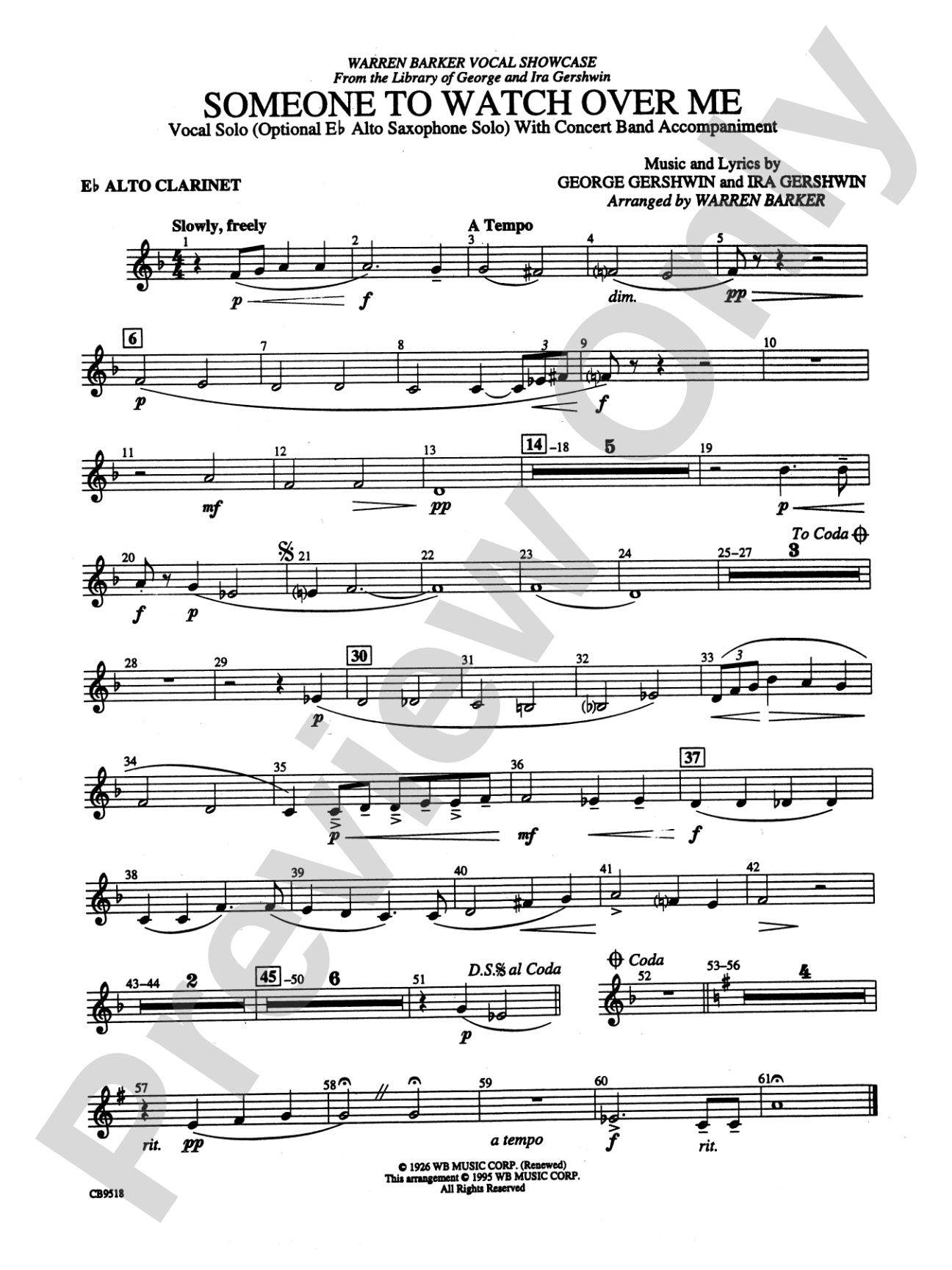 Someone to Watch Over Me: E-flat Alto Clarinet