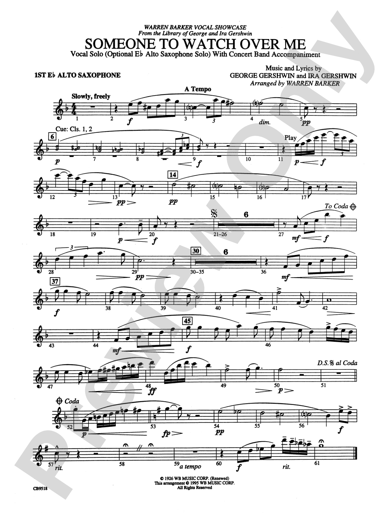 Someone to Watch Over Me: E-flat Alto Saxophone