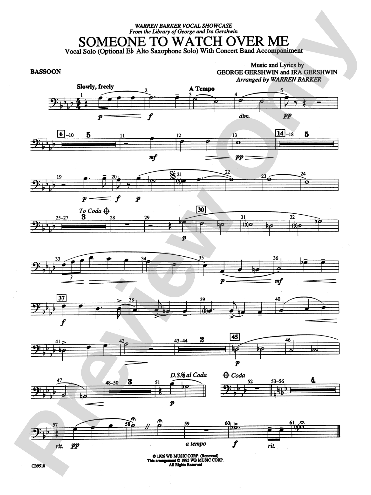 Someone to Watch Over Me: Bassoon
