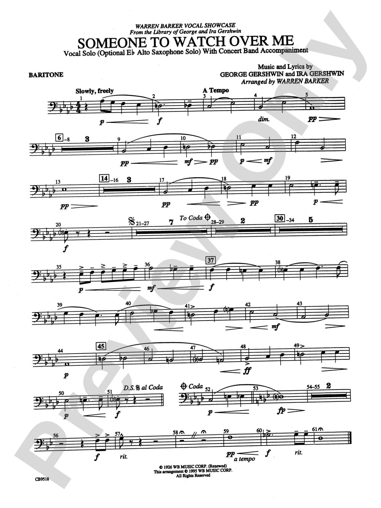 Someone to Watch Over Me: Baritone B.C.