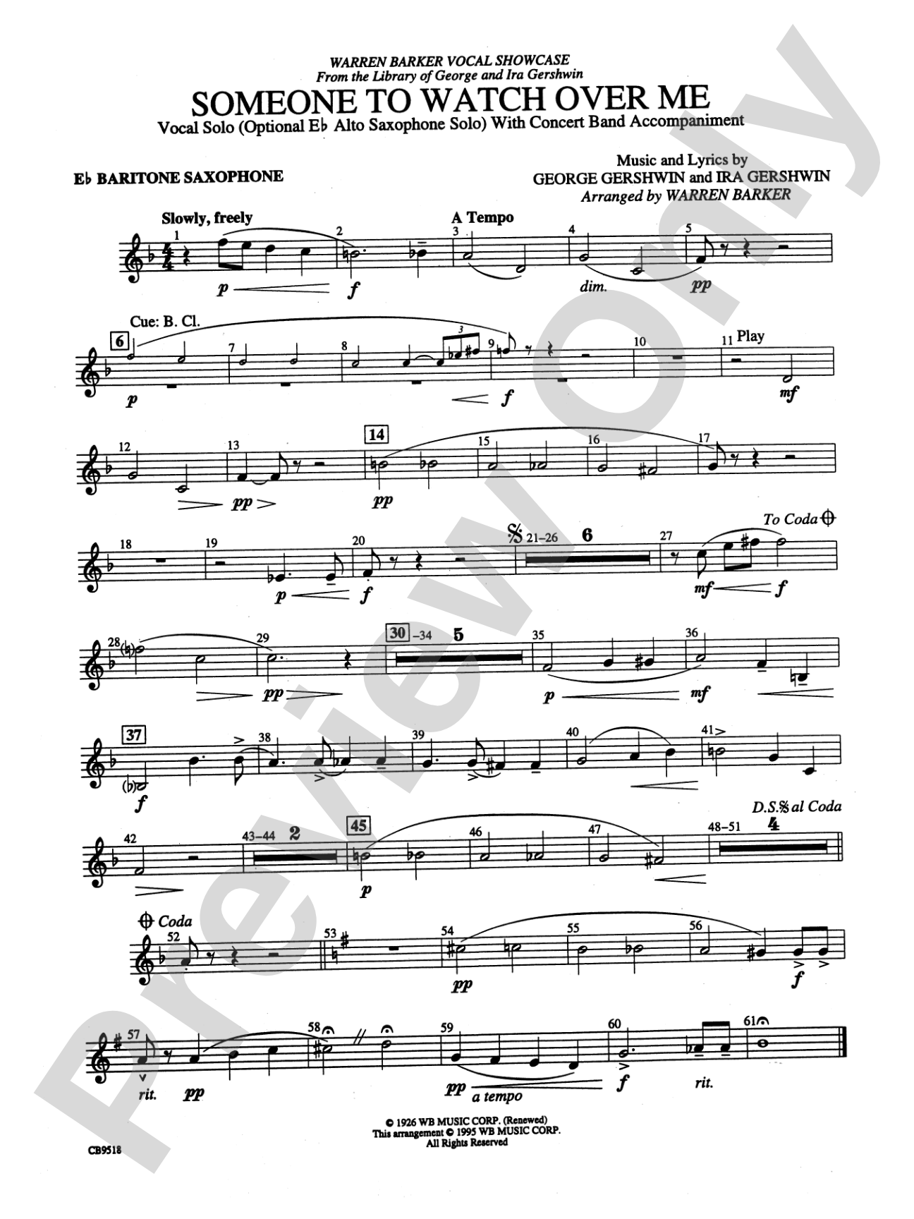 Someone to Watch Over Me: E-flat Baritone Saxophone