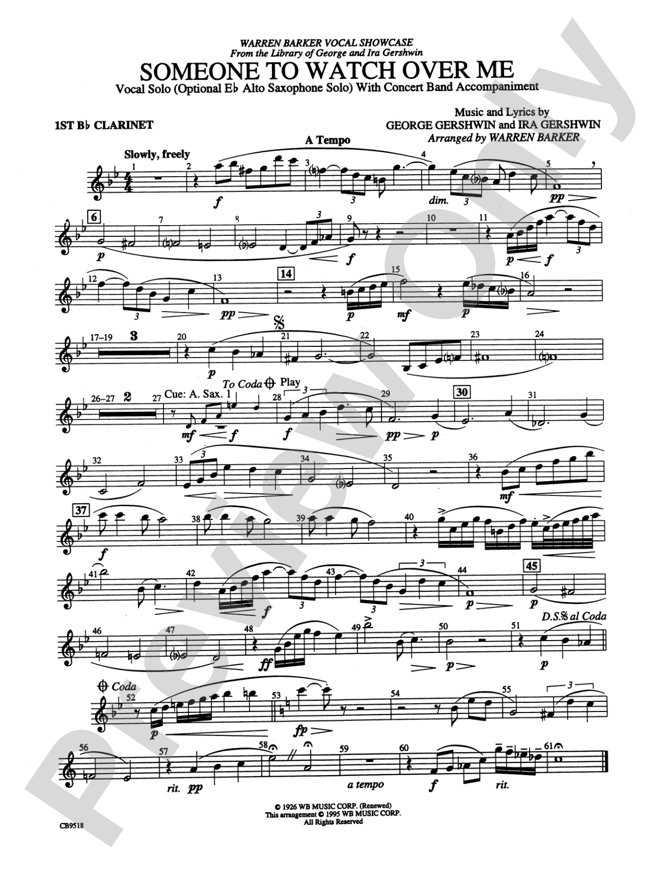 Someone to Watch Over Me: 1st B-flat Clarinet