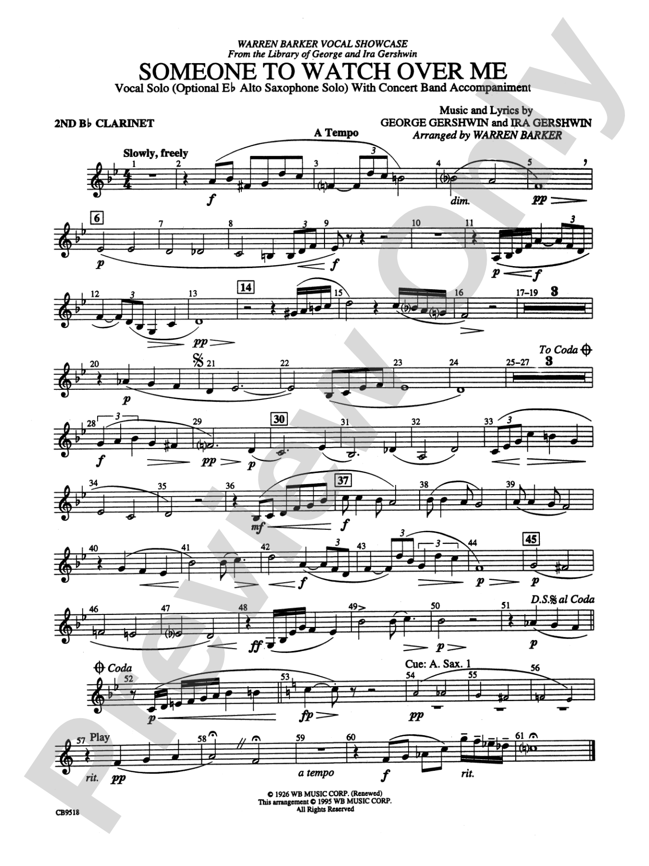 Someone to Watch Over Me: 2nd B-flat Clarinet