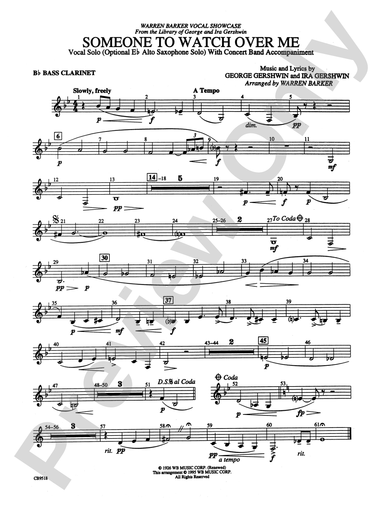 Someone to Watch Over Me: B-flat Bass Clarinet